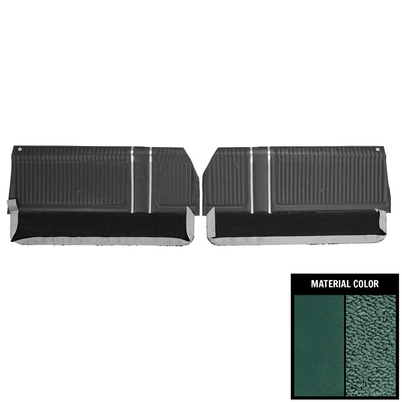 PUI Interiors 1965 Pontiac Grand Prix / Parisienne Pre-Assembled Dark Aqua Front Door Panels - 65PD04-P