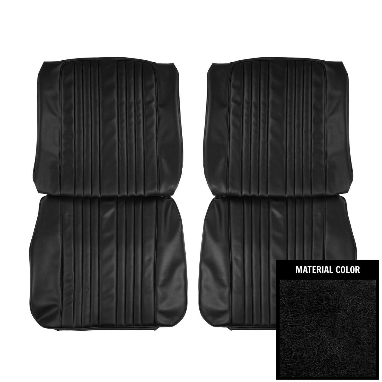 PUI Interiors 1965 Pontiac Bonneville Black Front Bucket Seat W/Pockets Covers - 65PSB10U