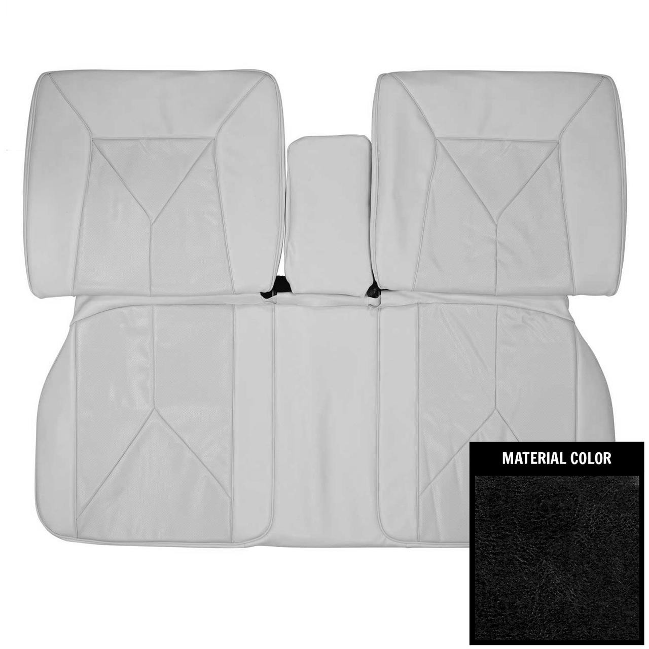 PUI Interiors 1965 Cadillac Deville Black Front Bench Seat W/Armrest Seat Cover - 65QSD10B1