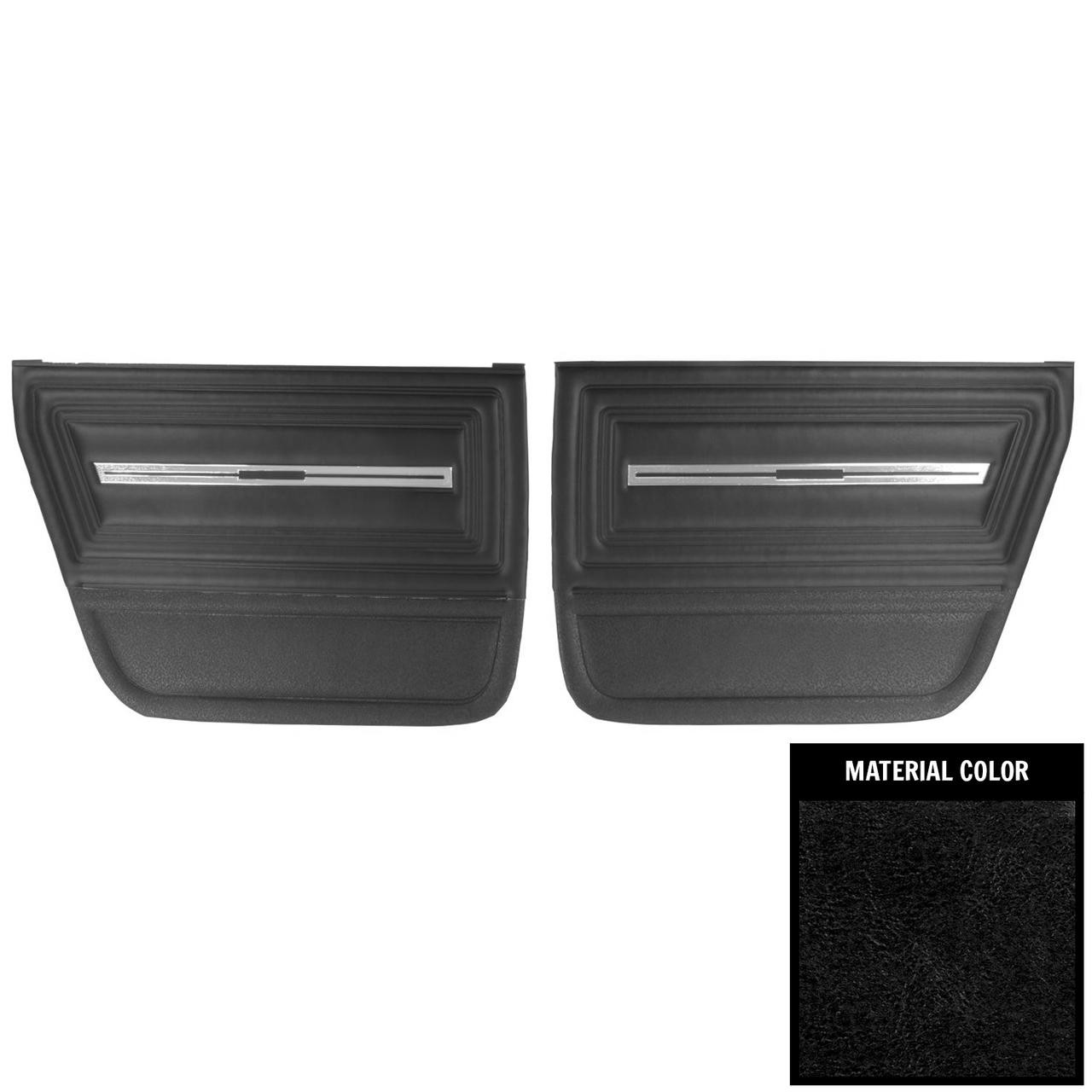 PUI Interiors 1966 Chevrolet Chevelle 4 Door Sedan/Wagon Black Rear Door Panels - 66AD4D10S