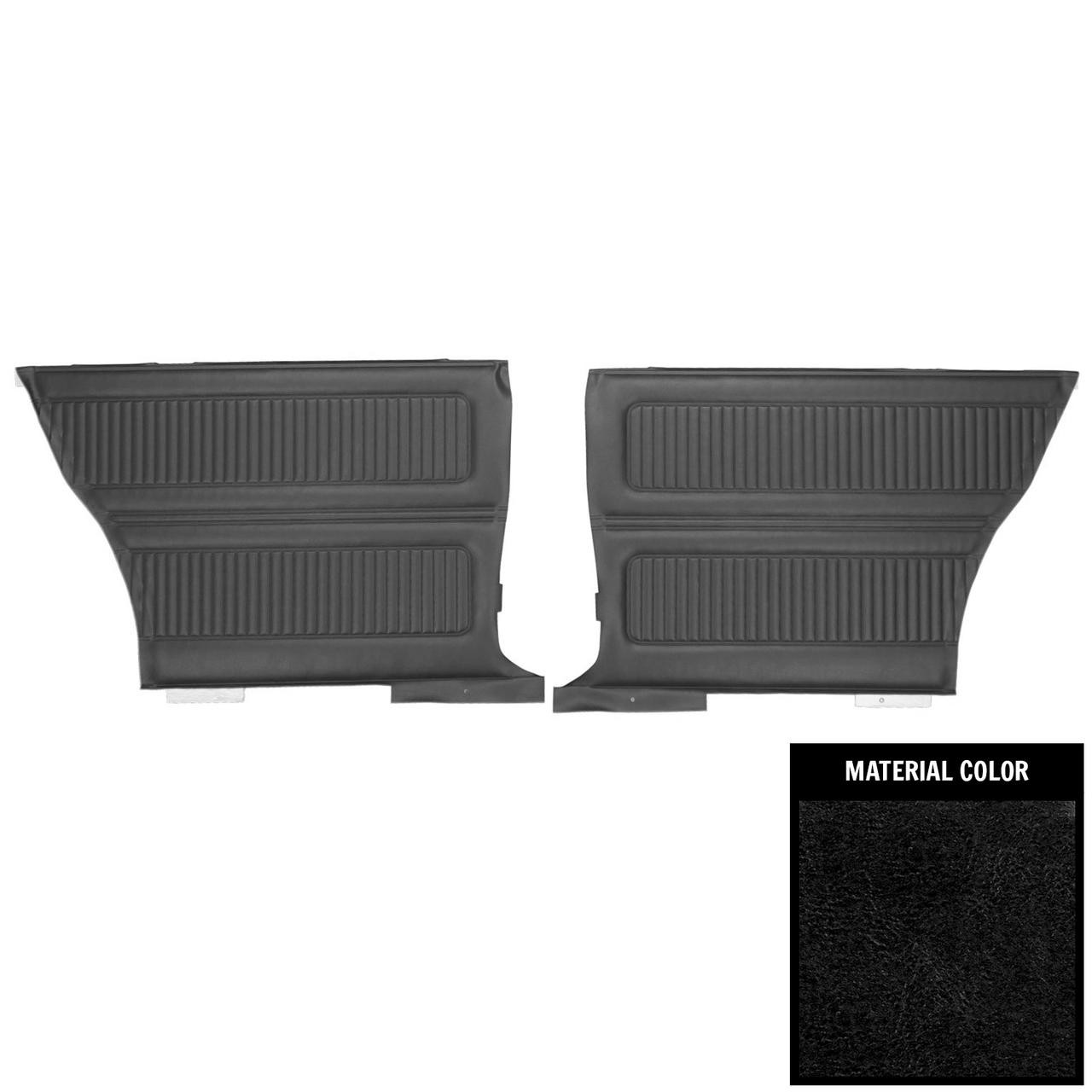 PUI Interiors 1966 Pontiac Tempest Custom Hardtop Black Rear Door Panels - 66GDT10C