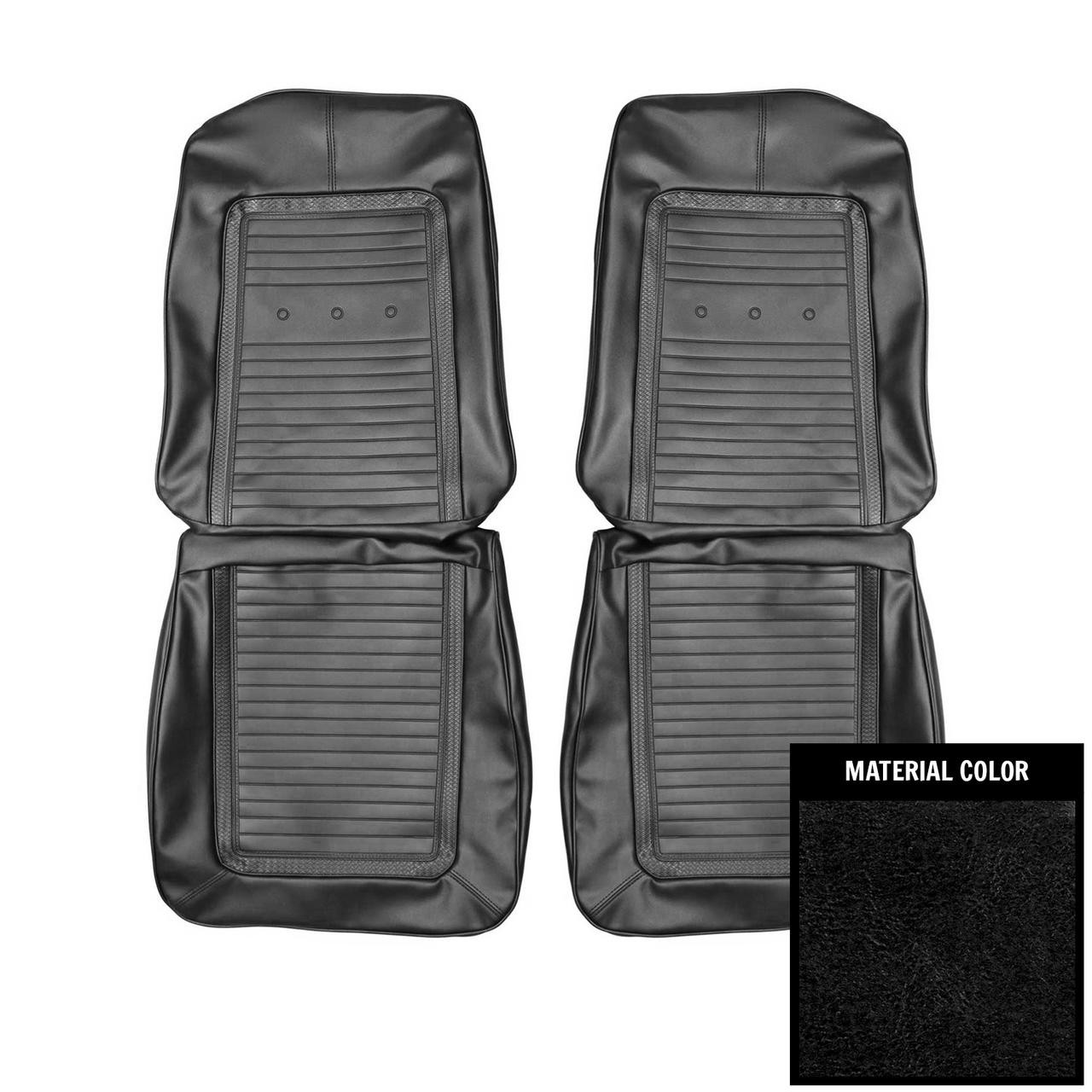 PUI Interiors 1966 Plymouth Barracuda Black Front Bucket Seat Covers - 66KSB10U