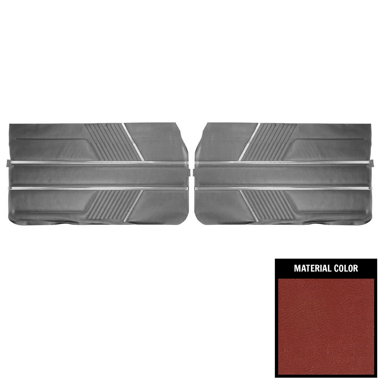 PUI Interiors 1966 Pontiac 22 Metallic Red Front Door Panels - 66PD208