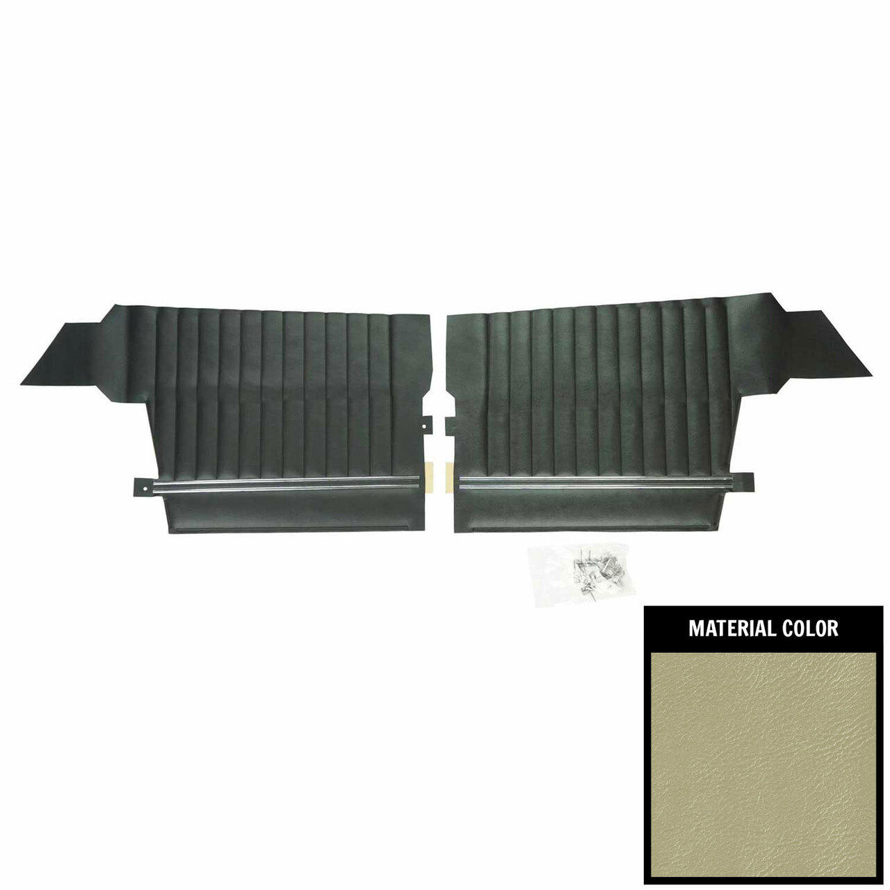 PUI Interiors 1966 Pontiac Bonniville Convertible Parchment/Black Rear Door Panels - 66PDB27V