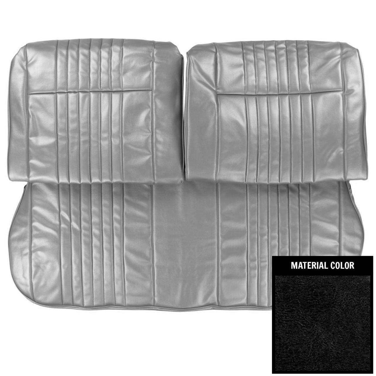 PUI Interiors 1966 Pontiac Bonneville Convertible Black Front Bench W/Armrest Seat Cover - 66PSB10B