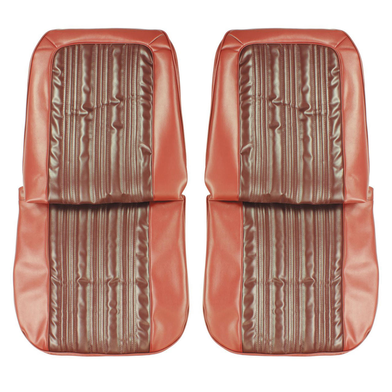 PUI Interiors 1967 Oldsmobile Cutlass Sport 2 Tone Red Front Bucket Seat Covers - 67CS33US