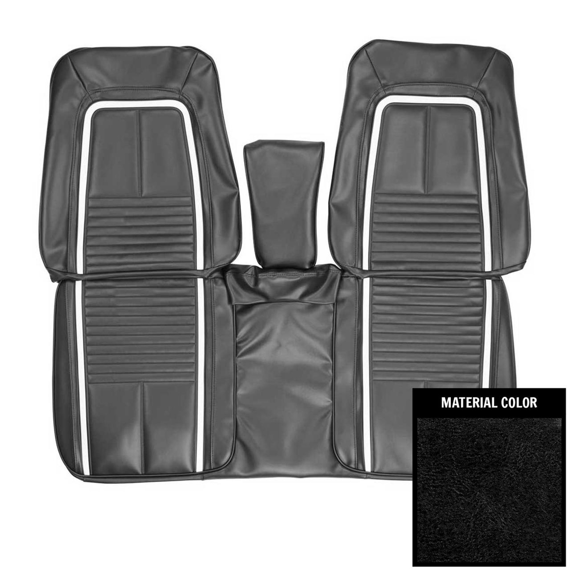 PUI Interiors 1967 Chevrolet Camaro Deluxe Black and White Front Bench Seat Cover - 67DS10B