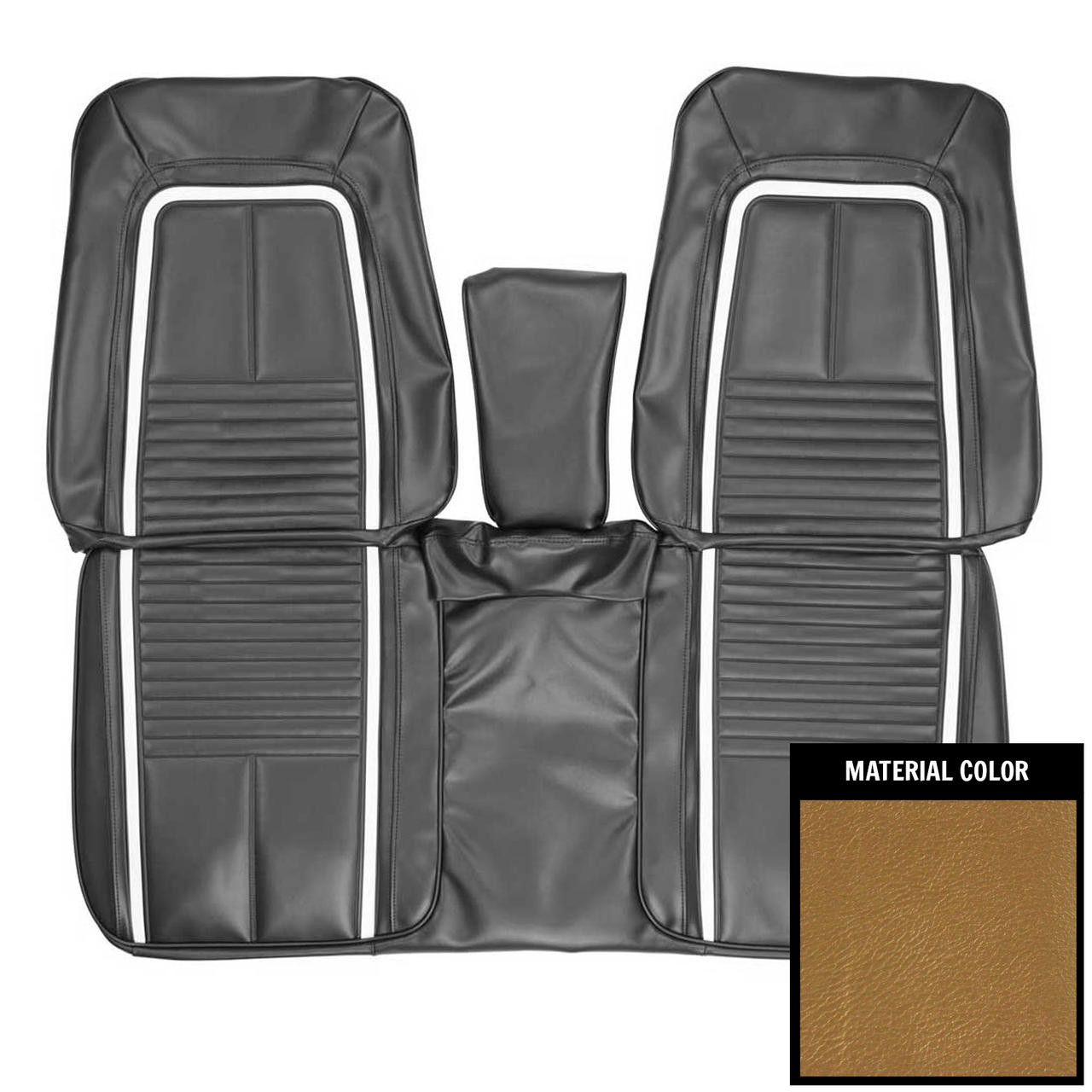 PUI Interiors 1967 Chevrolet Camaro Deluxe Gold and White Front Bench Seat Cover - 67DS43B