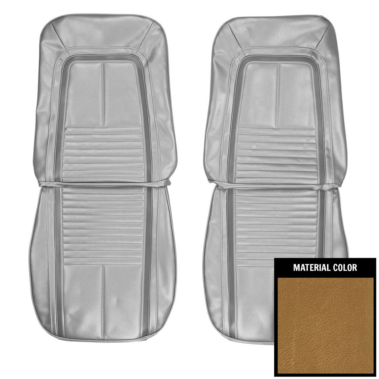 PUI Interiors 1967 Chevrolet Camaro Deluxe Gold and White Front Bucket Seat Covers - 67DS43U