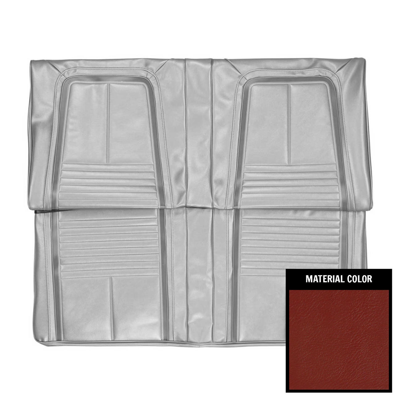 PUI Interiors 1967 Camaro Deluxe W/Standard Frame Conversion Red/Black Rear Seat Covers - 67DSF30C
