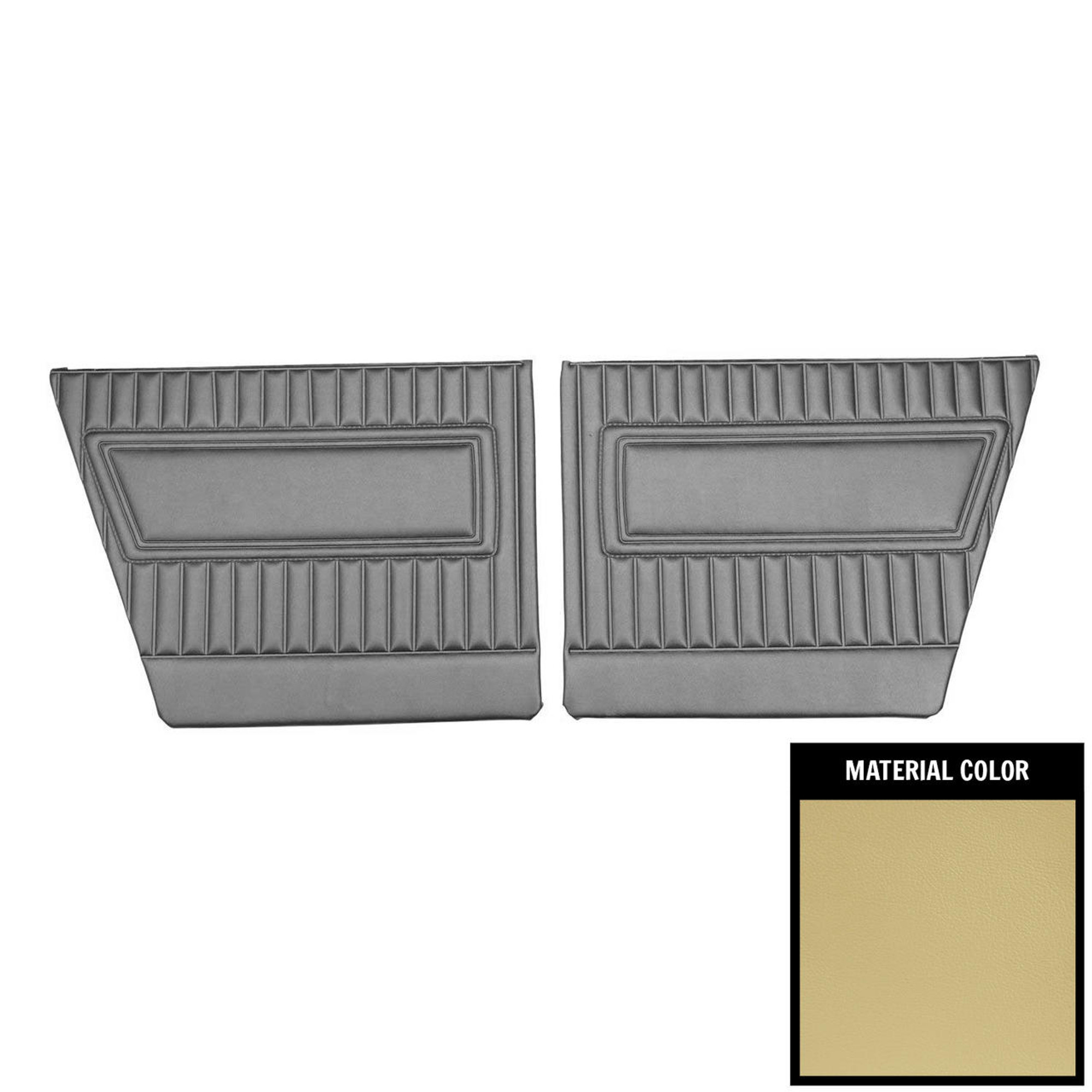 PUI Interiors 1967 Plymouth Barracuda Fastback Gold Rear Door Panels - 67KDB706F