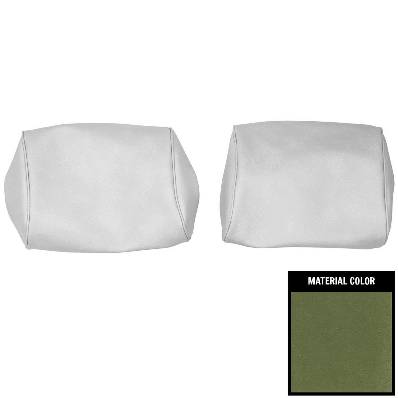 PUI Interiors 1968-1972 Chevelle/GTO/Cutlass/Skylark/Nova Green Bench Seat Head Rest Covers - 68AH19B