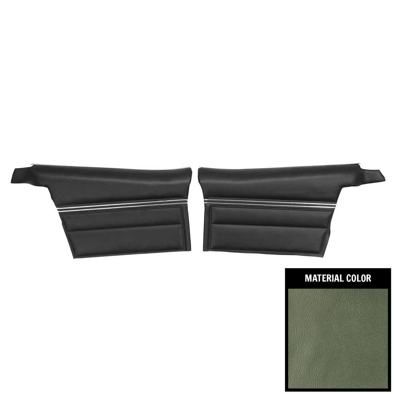 PUI Interiors 1968 Impala Custom Convertible Pre-Assembled Light Aqua Rear Door Panels - 68BDN02V-P