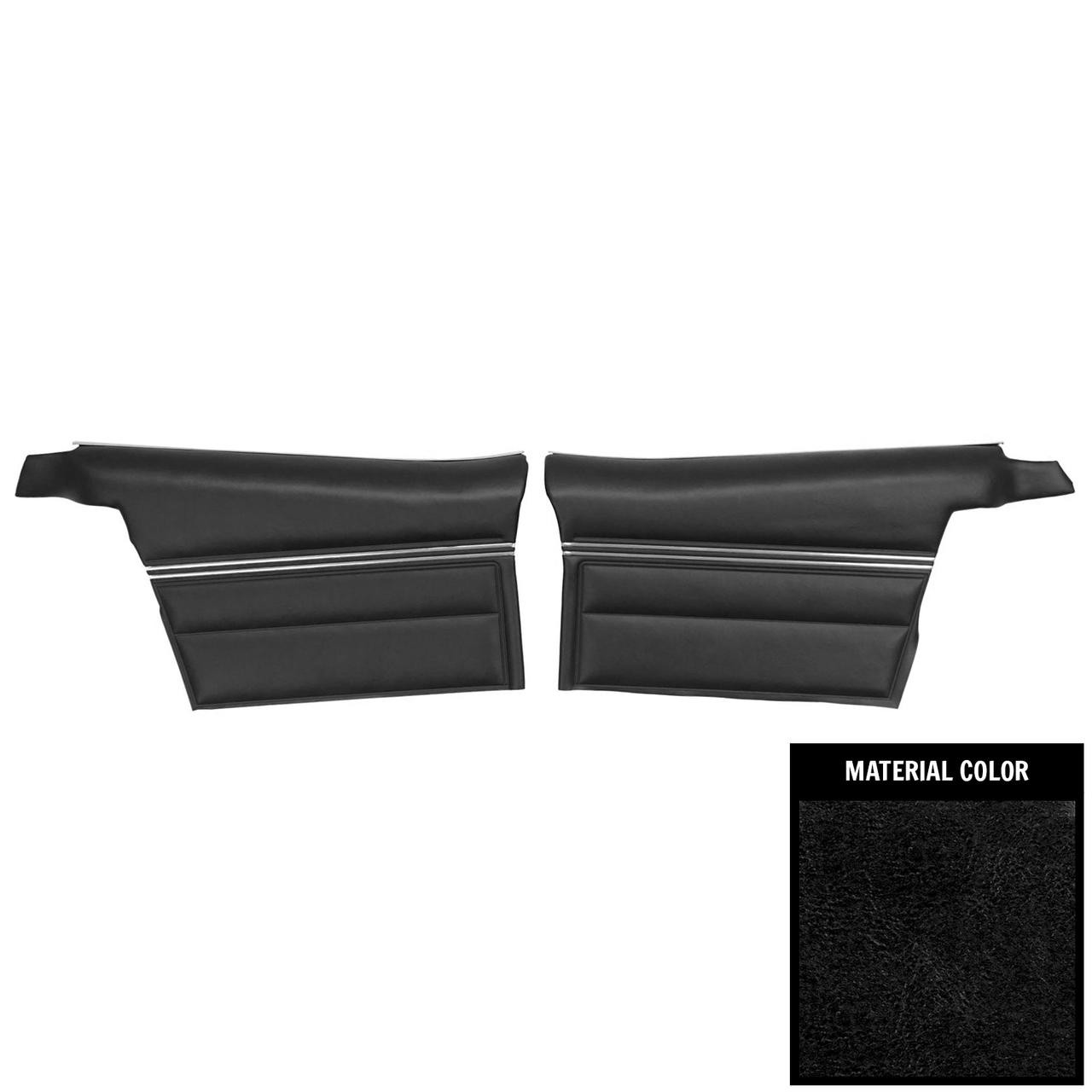 PUI Interiors 1968 Chevrolet Impala Custom Convertible Pre-Assembled Black Rear Door Panels - 68BDN10V-P