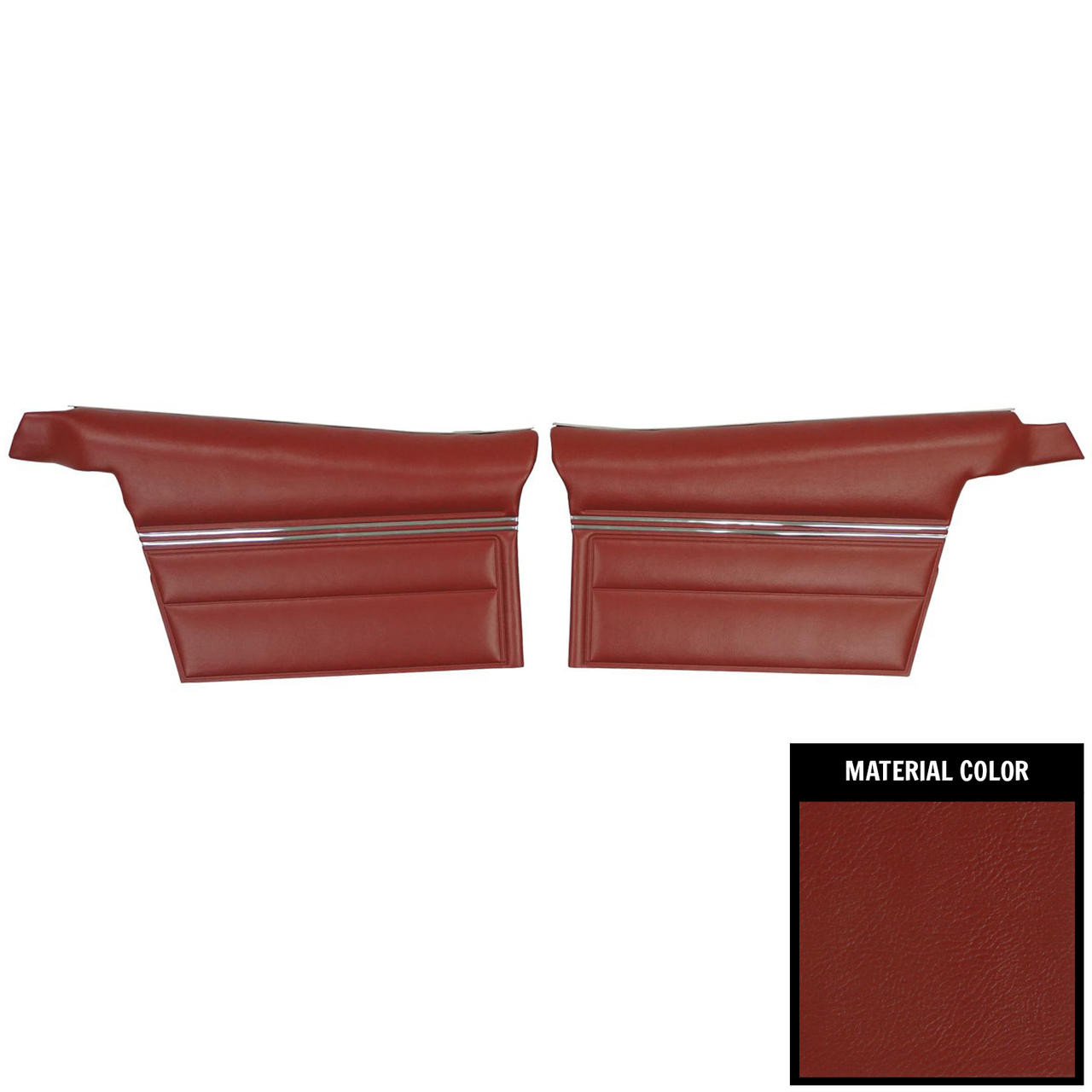 PUI Interiors 1968 Chevrolet Impala Custom Convertible Pre-Assembled red Rear Door Panels - 68BDN30V-P