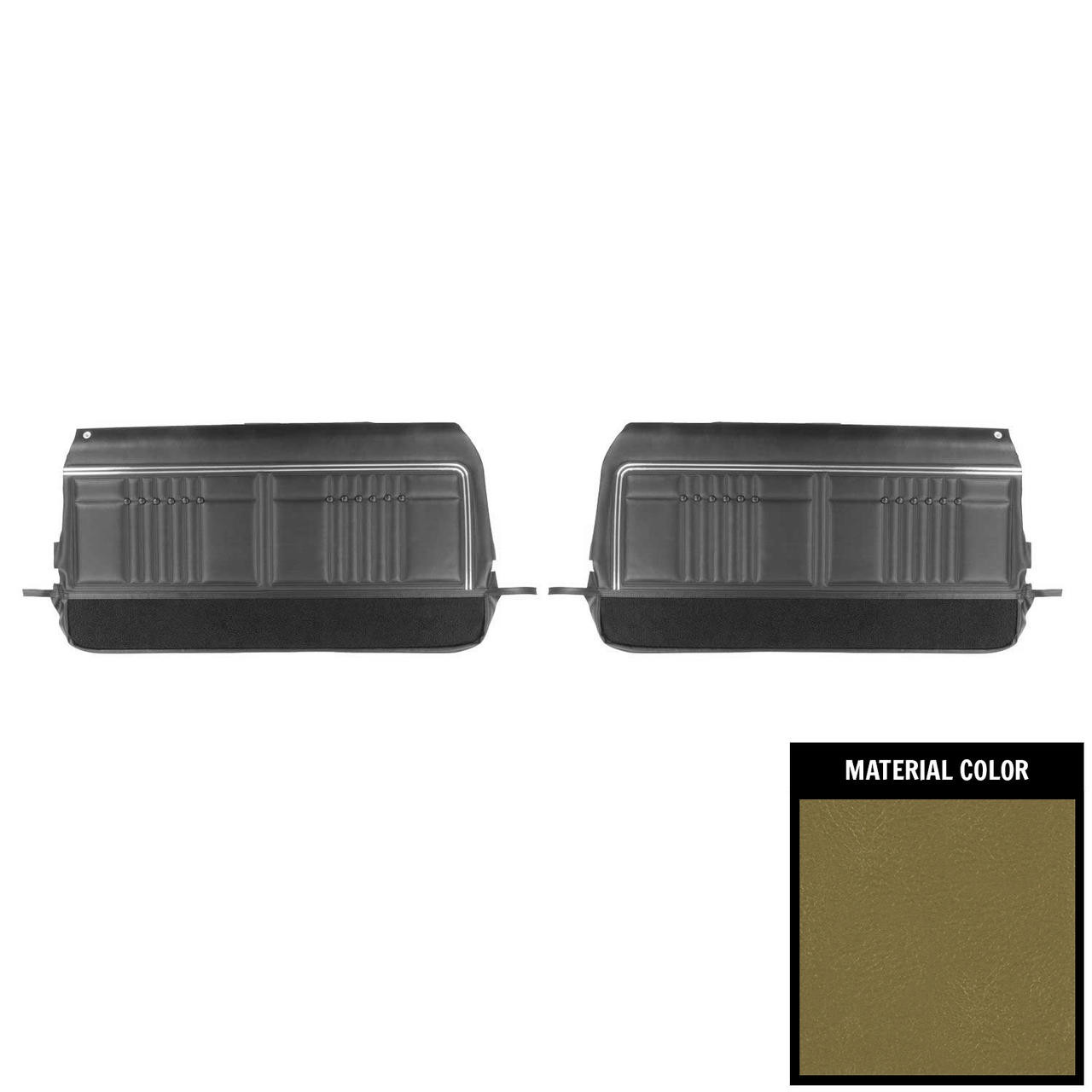 PUI Interiors 1968 Chevrolet Impala Custom Pre-Assembled Ivy Gold Front Door Panels - 68BDN46-P