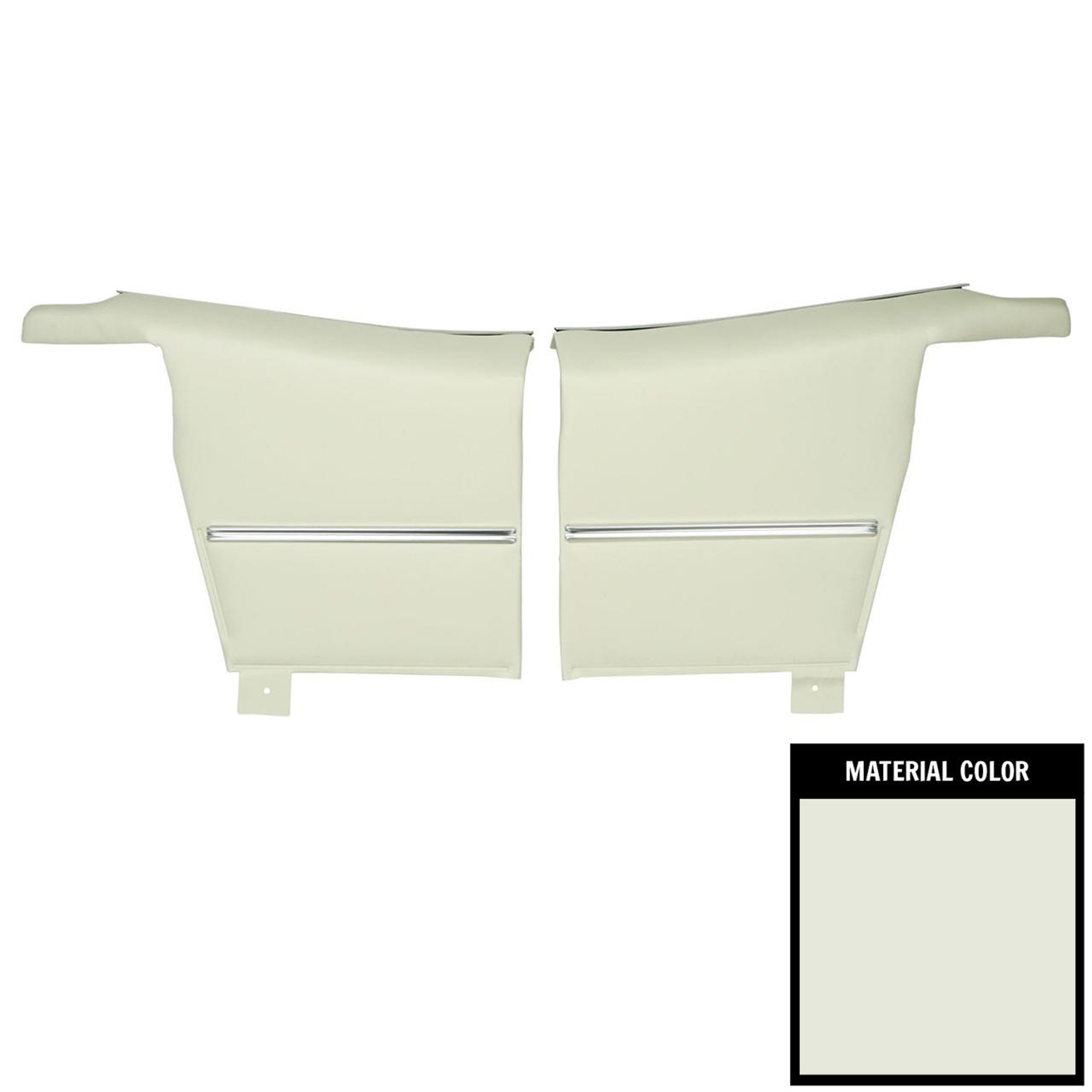 PUI Interiors 1969 Camaro Convertible Deluxe Pre-Assembled White Rear Door Panels - 68DD37V-P