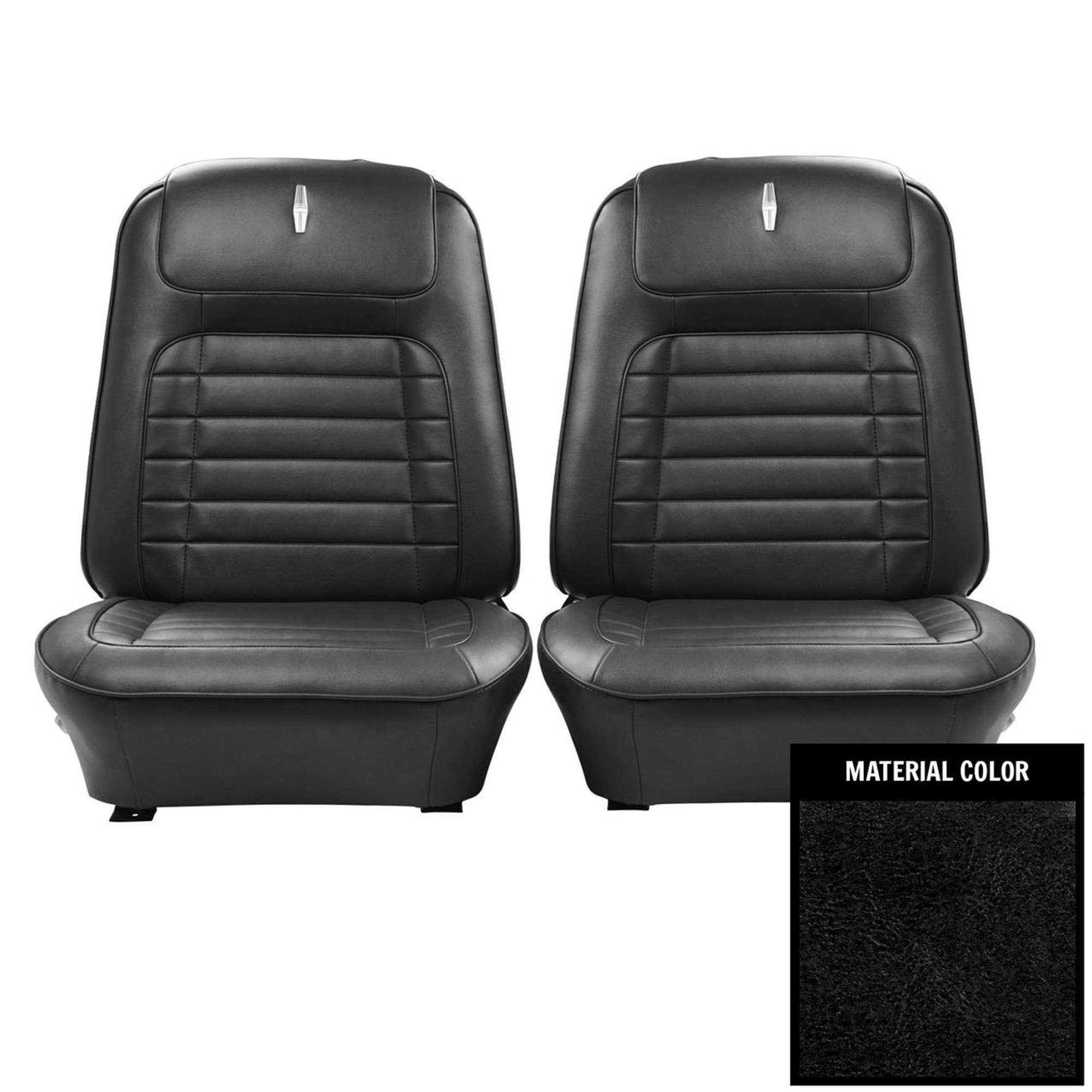 PUI Interiors 1968 Chevrolet Camaro Deluxe Black Front Bucket Seat Covers - 68DS10U