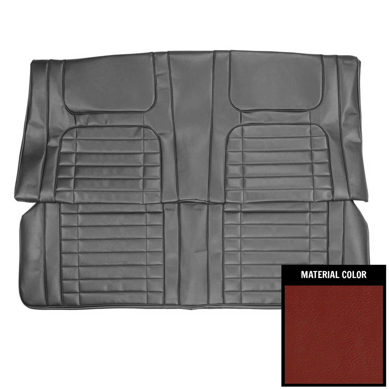 PUI Interiors 1968 Chevrolet Camaro Hardtop Deluxe Red Rear Bench Seat Cover - 68DS30C