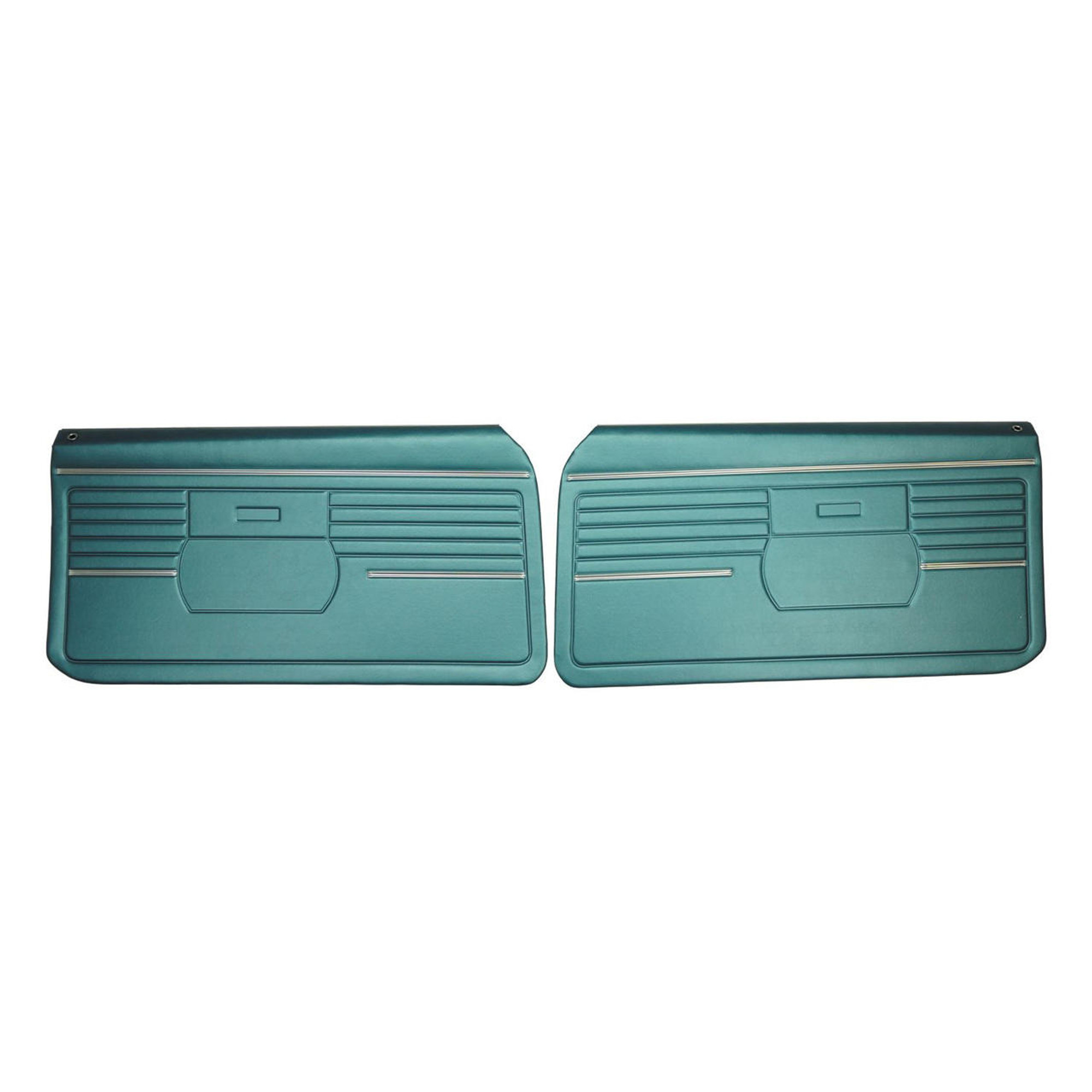 PUI Interiors 1968 Camaro Hardtop Pre-Assembled Platinum Edition Medium Blue Front Door Panels - 68FD17-P