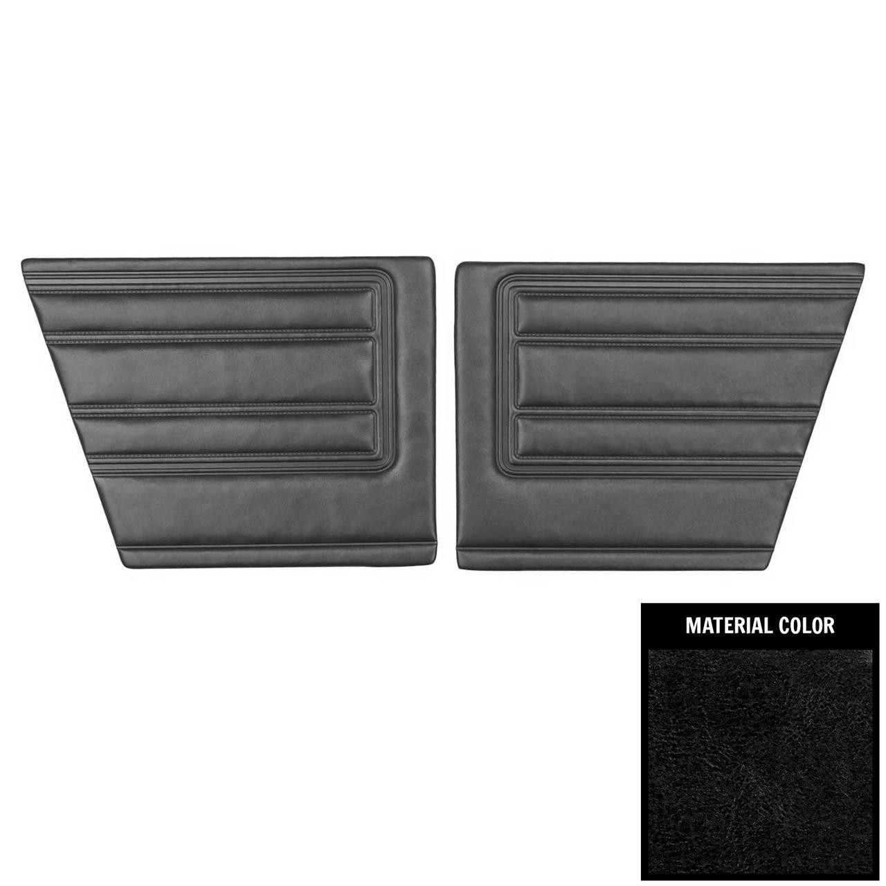 PUI Interiors 1968 Plymouth Barracuda Fastback Standard Black Rear Door Panels - 68KDB10F