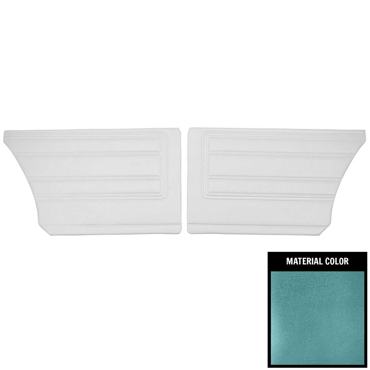 PUI Interiors 1968 Plymouth Barracuda Notchback Standard Light Blue Rear Door Panels - 68KDB732C