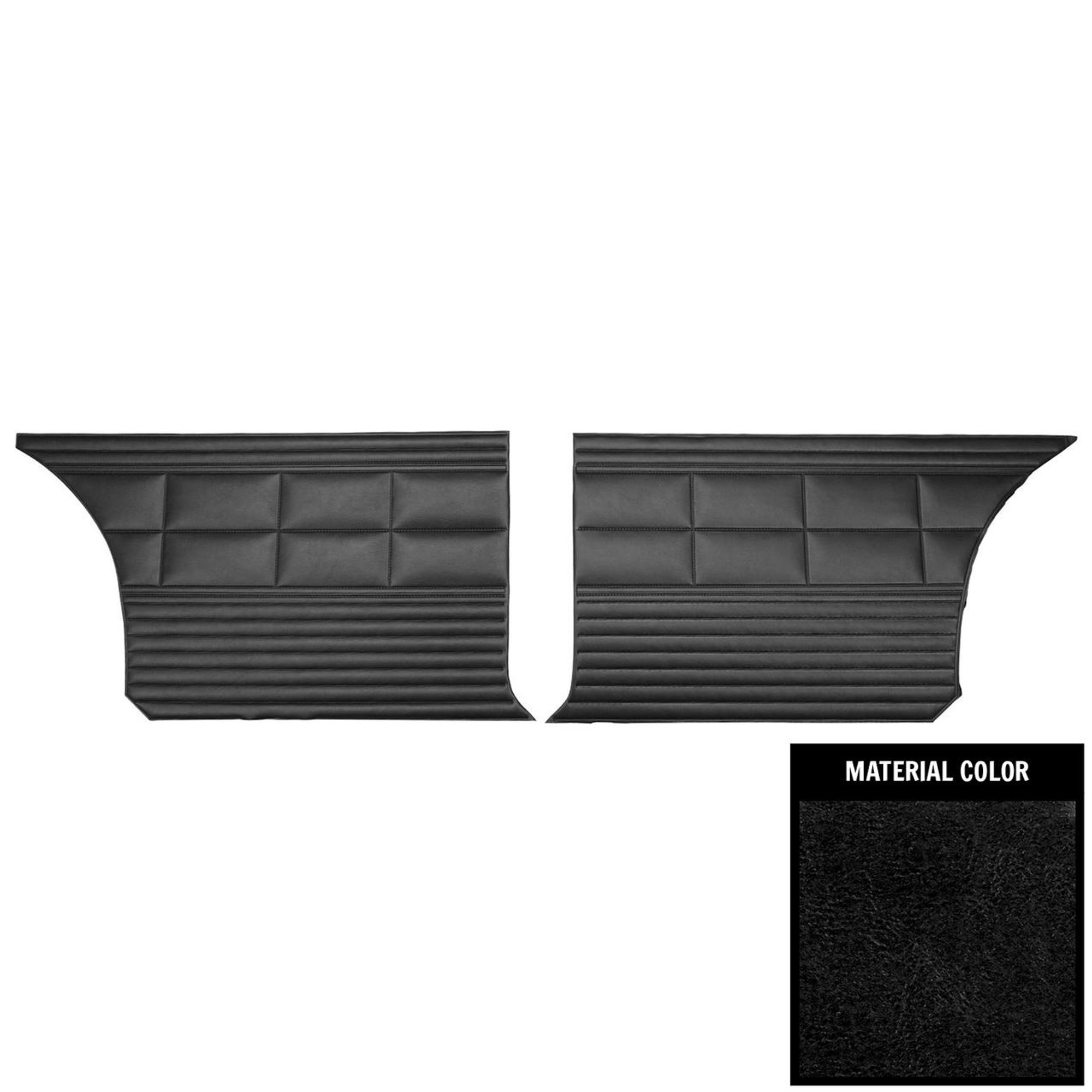 PUI Interiors 1968 Plymouth Roadrunner/Satellite Custom Decor Hardtop Black Rear Door Panels - 68KDRD10C