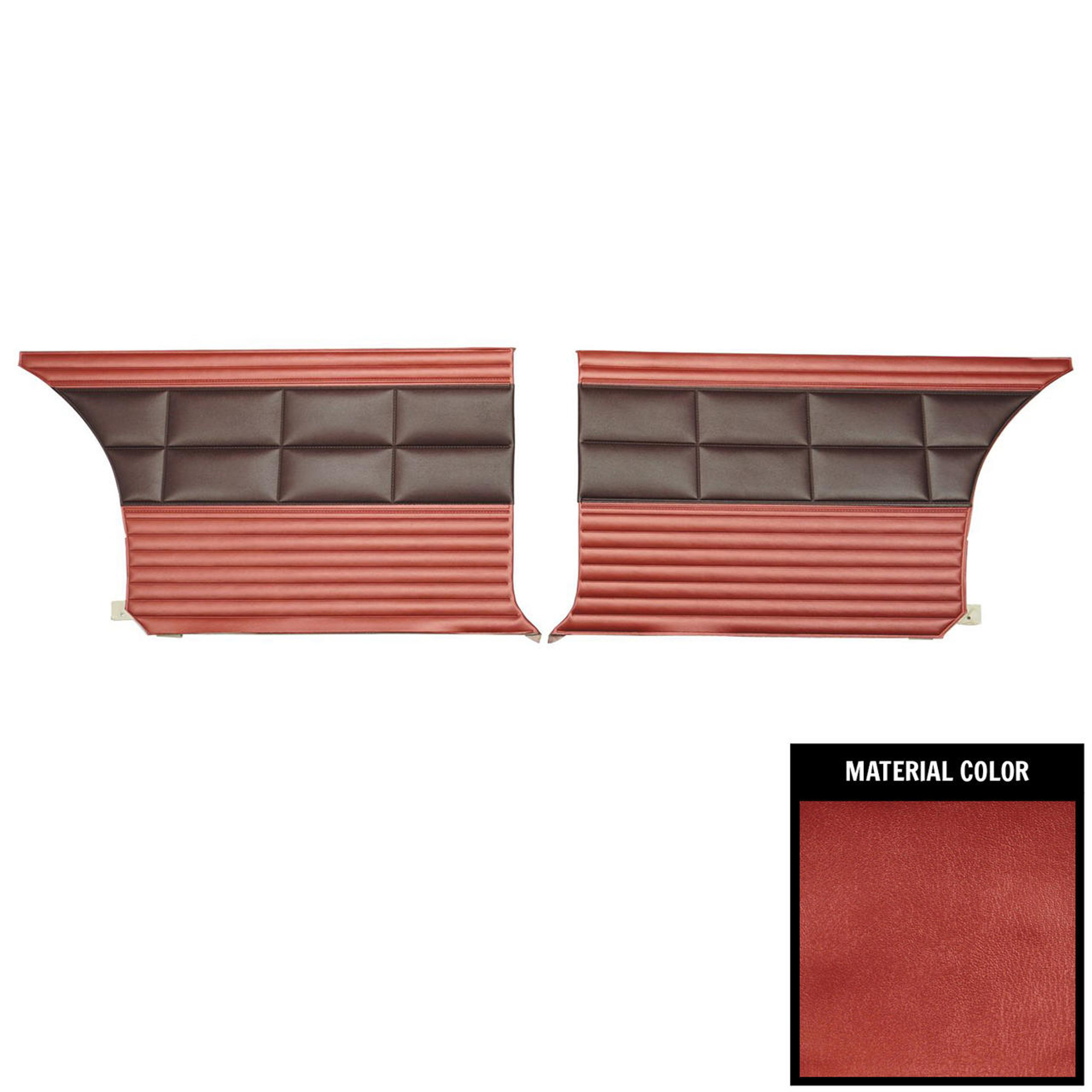 PUI Interiors 1968 Roadrunner/Satellite Custom Decor Hardtop 2 Tone Red Rear Door Panels - 68KDRD809C