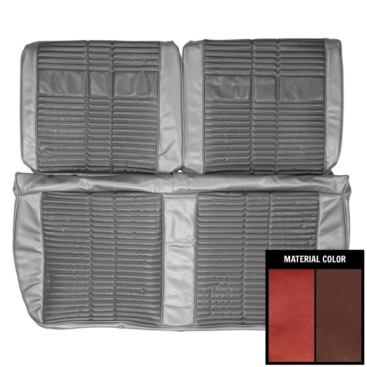 PUI Interiors 1968 Roadrunner/Satellite Custom Maroon W/Red Inserts Front Bucket Seat Covers - 68KSRD805B