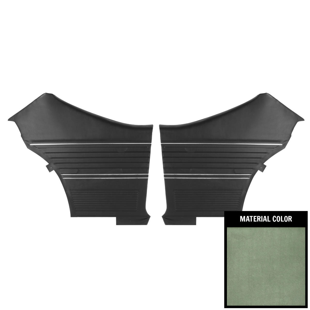 PUI Interiors 1969 Chevelle Hardtop Pre-Assembled Platinum Dark Green Rear Door Panels - 69AD24C-P