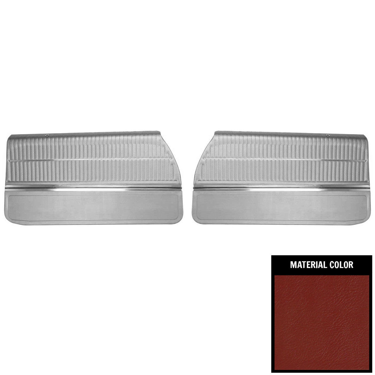 PUI Interiors 1969 Oldsmobile Cutlass Holiday/S Pre-Assembled Red Front Door Panels - 69CD30-P