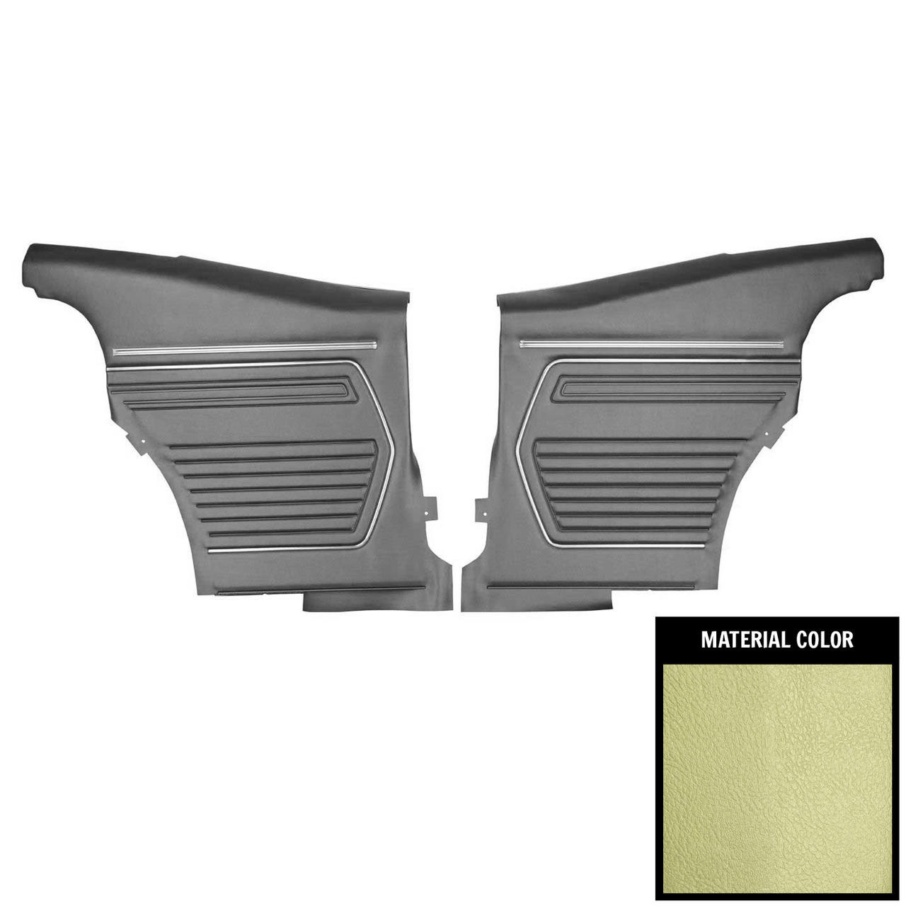 PUI Interiors 1969 Camaro Hardtop Pre-Assembled Platinum Standard Light Green Rear Door Panels - 69FD23C-P