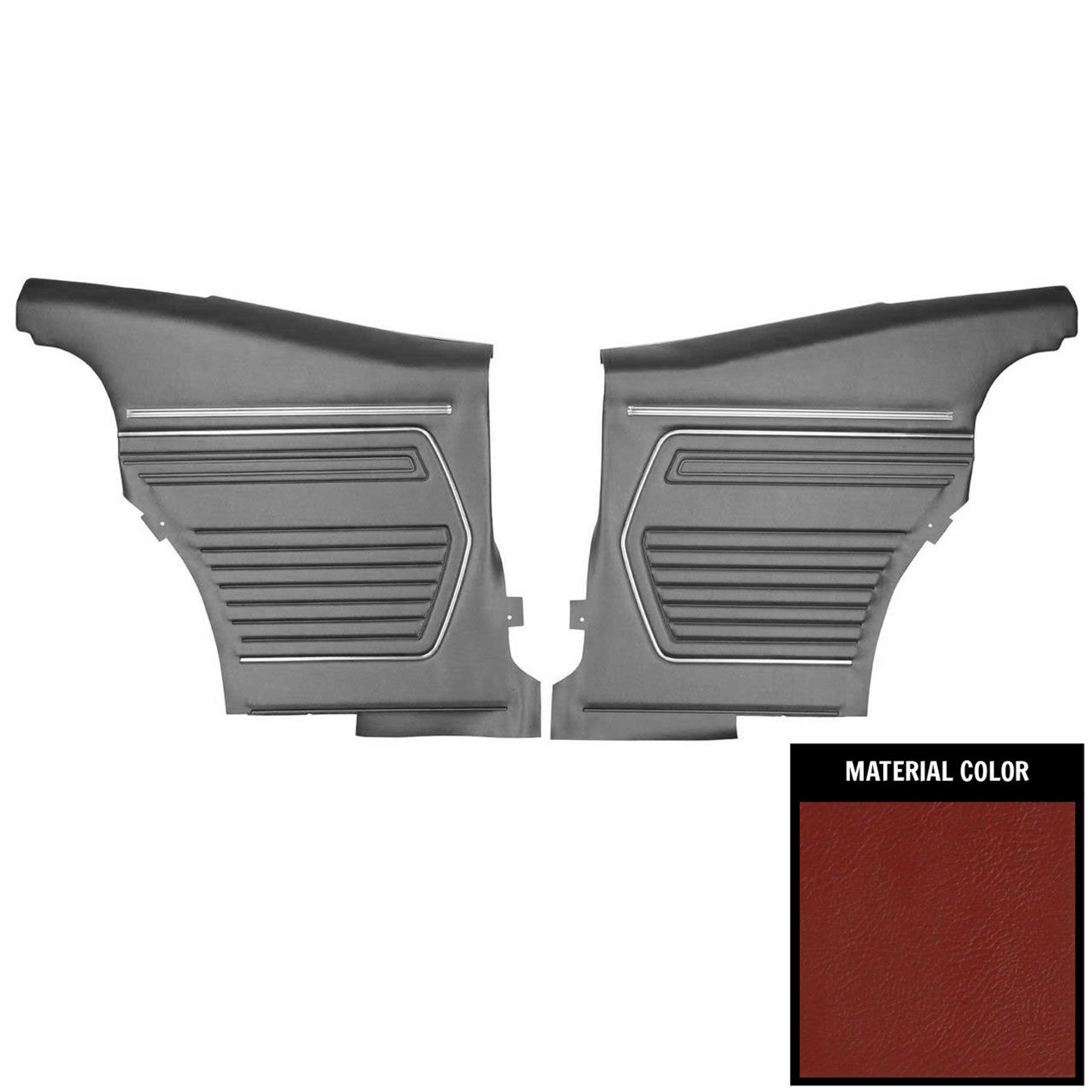 PUI Interiors 1969 Camaro Hardtop Pre-Assembled Platinum Standard Red Rear Door Panels - 69FD30C-P