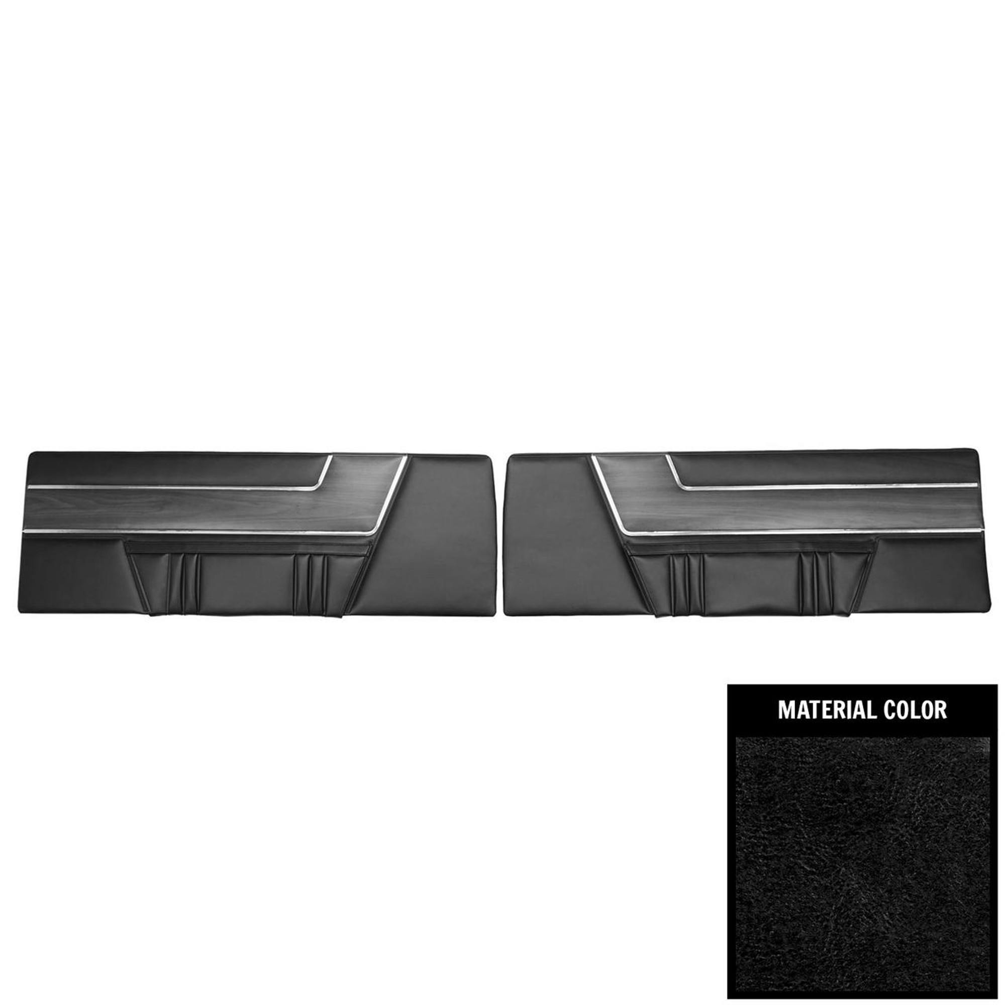 PUI Interiors 1969 Plymouth Barracuda Deluxe Black Front Door Panels - 69KDBD10