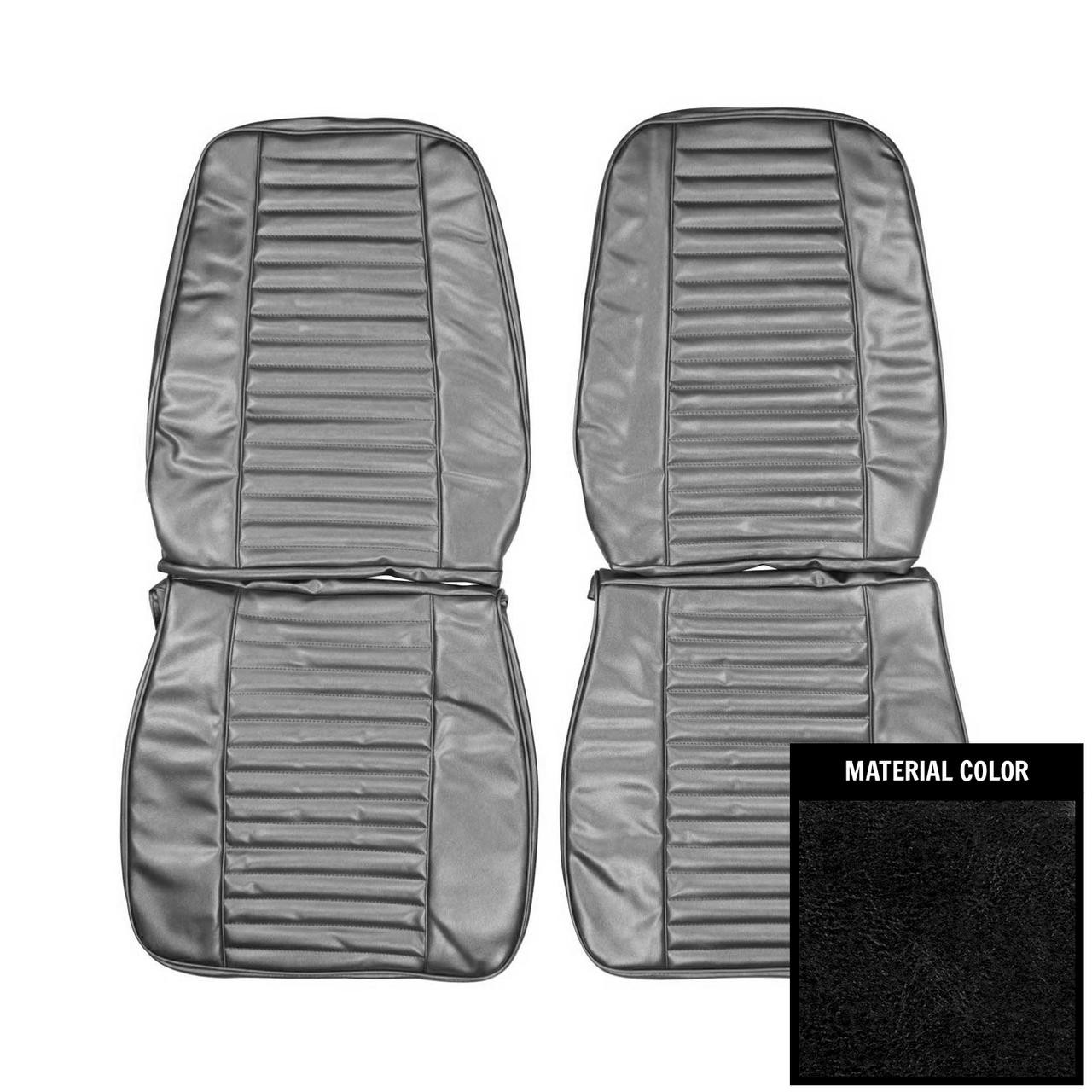 PUI Interiors 1969 Plymouth Barracuda/Formula S Black Front Bucket Seat Seat Covers - 69KSB10U