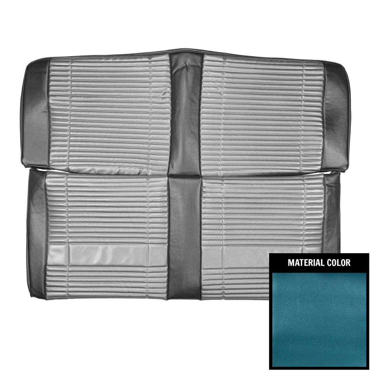 PUI Interiors 1969 Roadrunner/Satellite/GTX Convt Cstm Decor 2 Tone Blue Rear Bench Seat Cover - 69KSRD819V