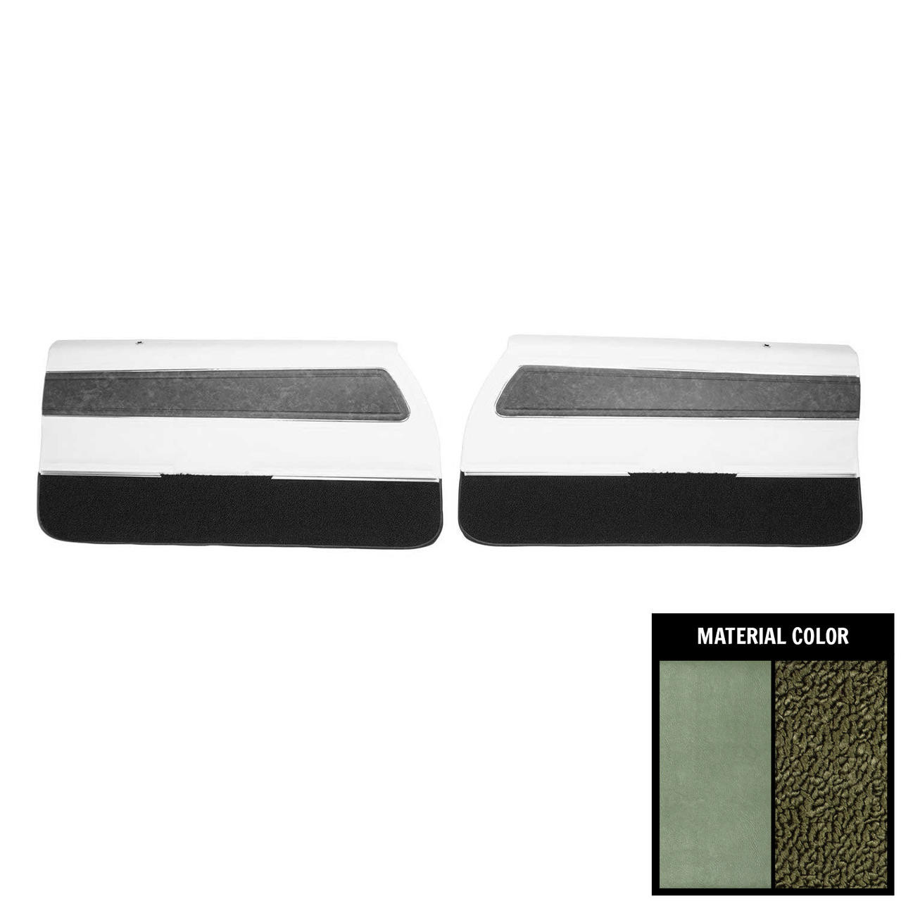 PUI Interiors 1970 Oldsmobile Cutlass/ S Pre-Assembled Dark Green Front Door Panels - 70CD242-P