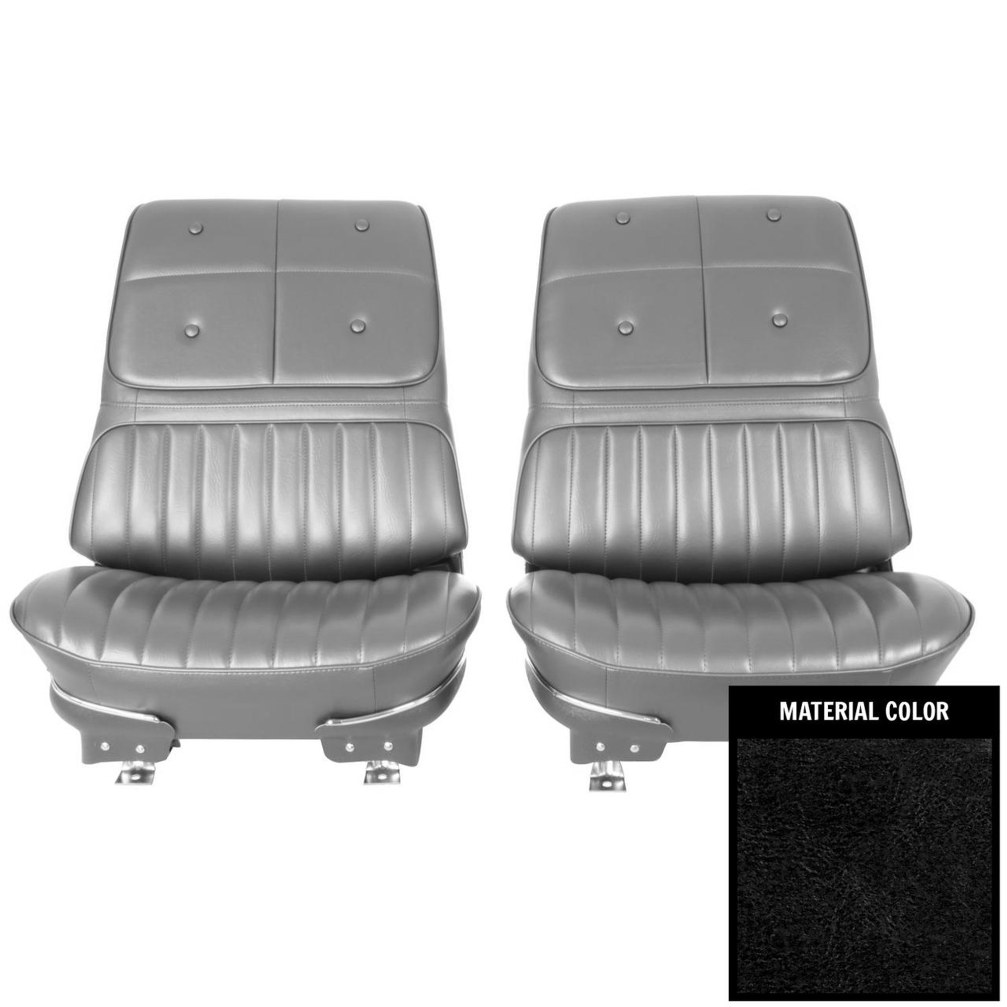 PUI Interiors 1970 Oldsmobile Cutlass Supreme Black Pre-Assembled Front Bucket Seats - 70CS10U1-P