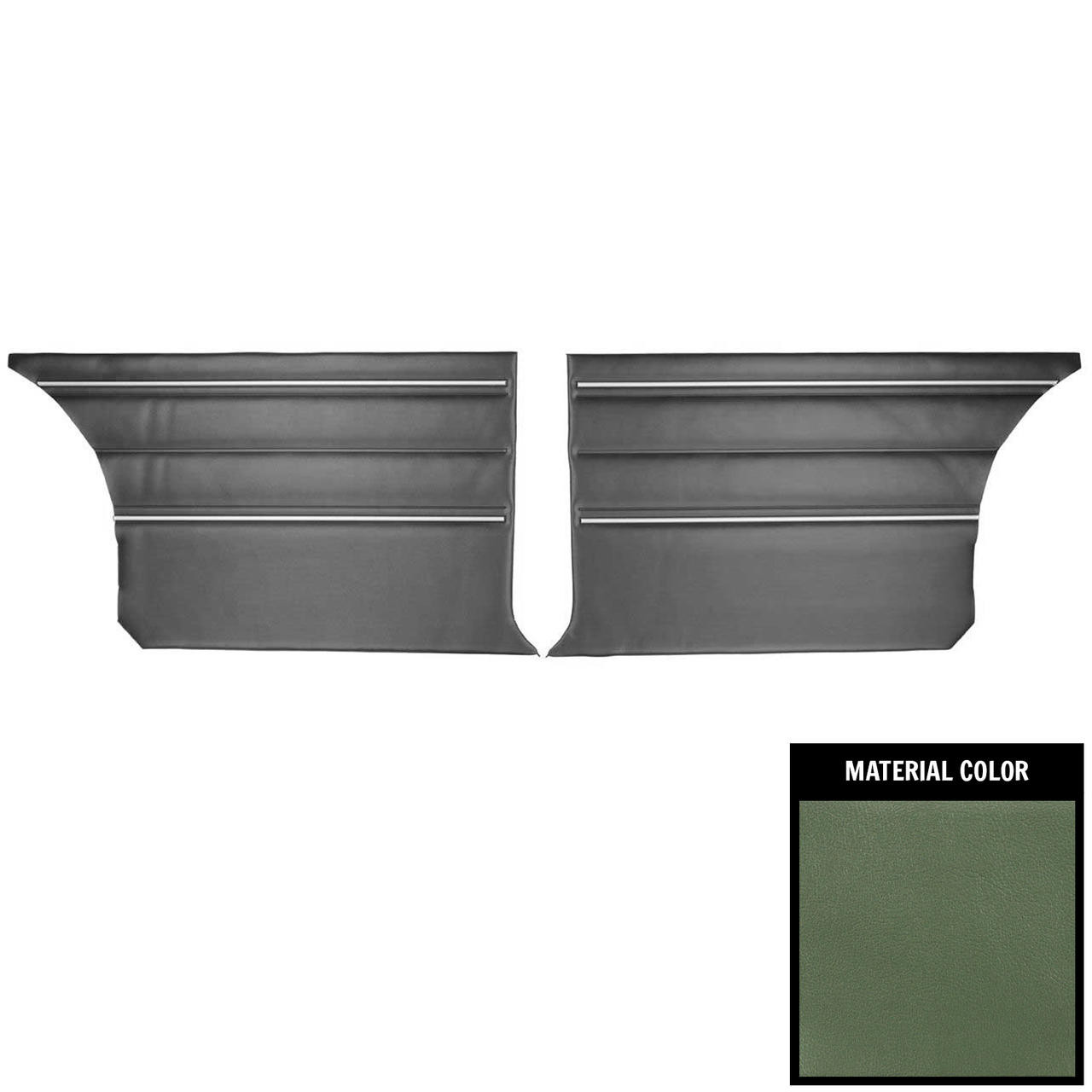 PUI Interiors 1970 Plymouth Roadrunner/Satellite/GTX Hardtop 2 Tone Green Rear Door Panels - 70KDR803C