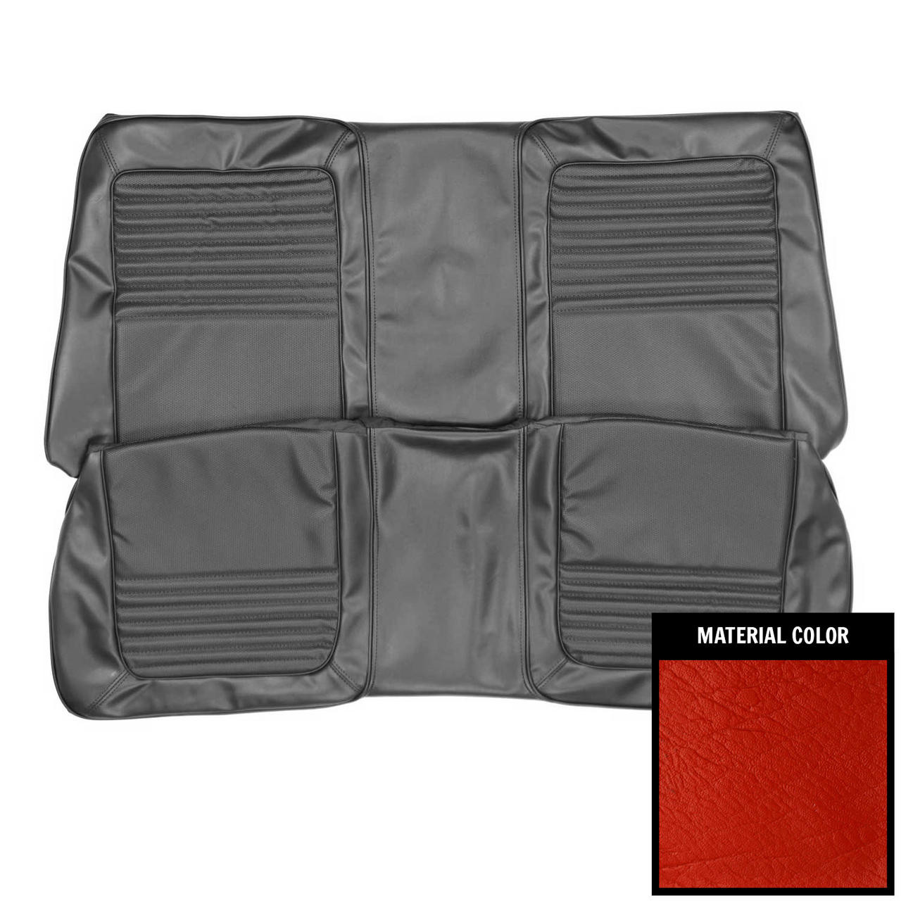 PUI Interiors 1970 Plymouth Barracuda/AAR Cuda Convertible Red Rear Bench Seat Cover - 70KSB711V
