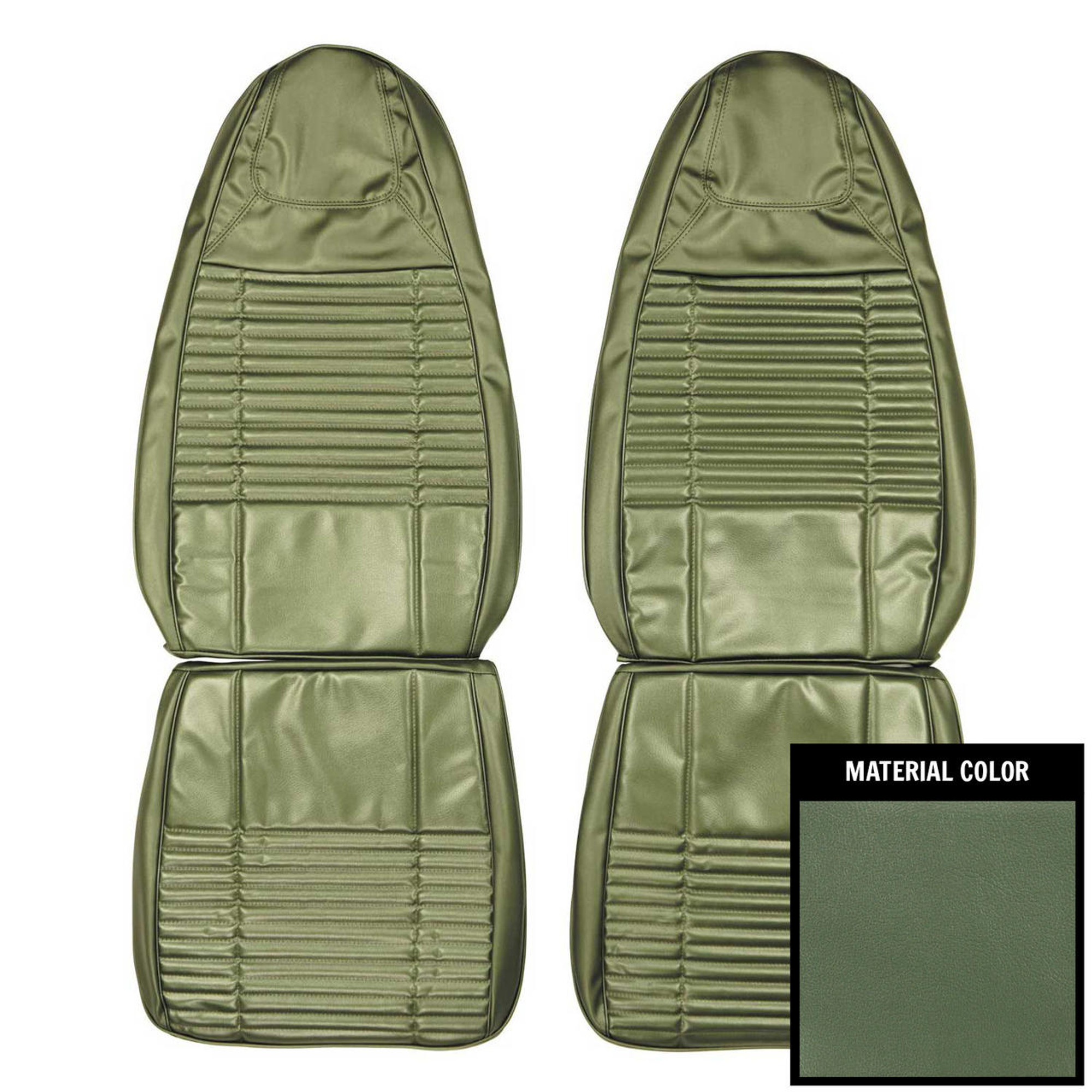 PUI Interiors 1970 Dodge Challenger Dark Metallic Green Coachman Front Bucket Seat Covers - 70KSC104U-1
