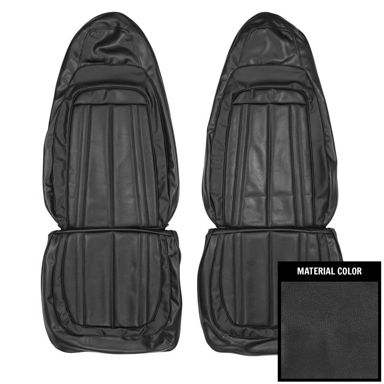 PUI Interiors 1970 Plymouth Cuda/Gran Coupe Charcoal Front Bucket Seat Covers - 70KSG724U