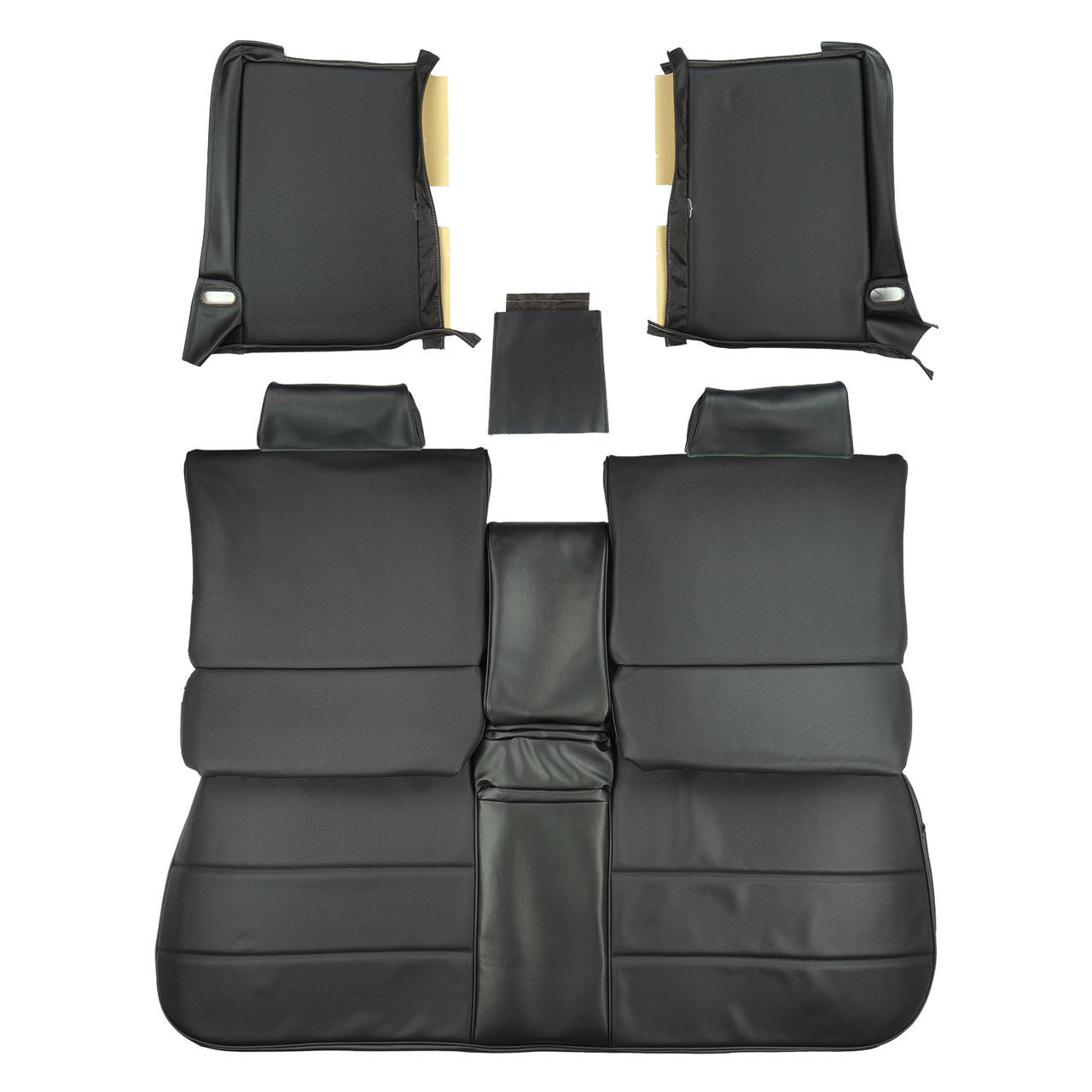 PUI Interiors 1970 Cadillac Deville Black Front Bench Seat W/Armrest Seat Cover - 70QSD10B1