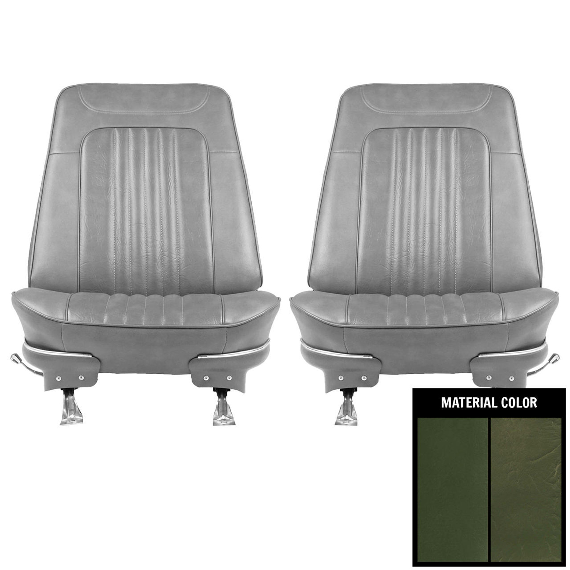 PUI Interiors 1972 Chevrolet Chevelle Dark Green Front Bucket Seat Covers - 71AS25U