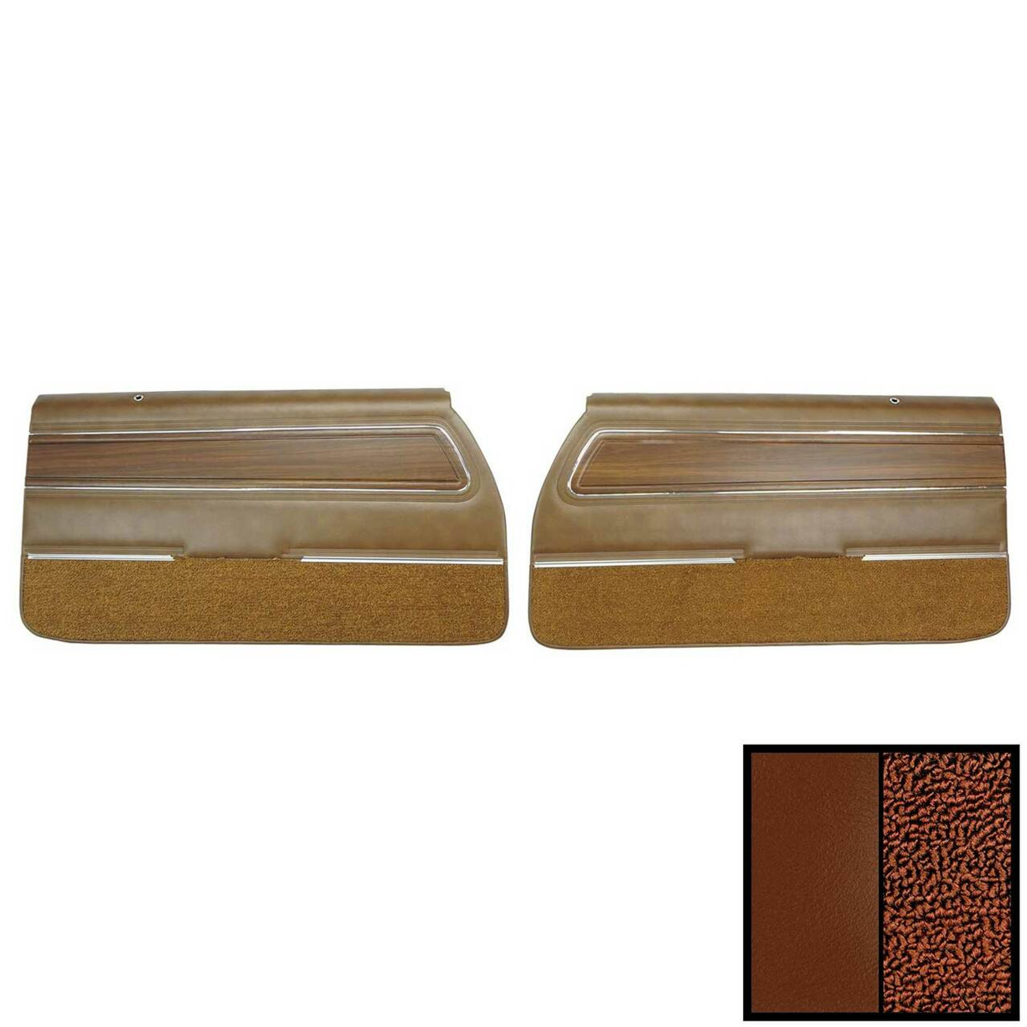 PUI Interiors 1971 Oldsmobile Cutlass /S Pre-Assembled Sienna Brown Front Door Panels - 71CD072-P
