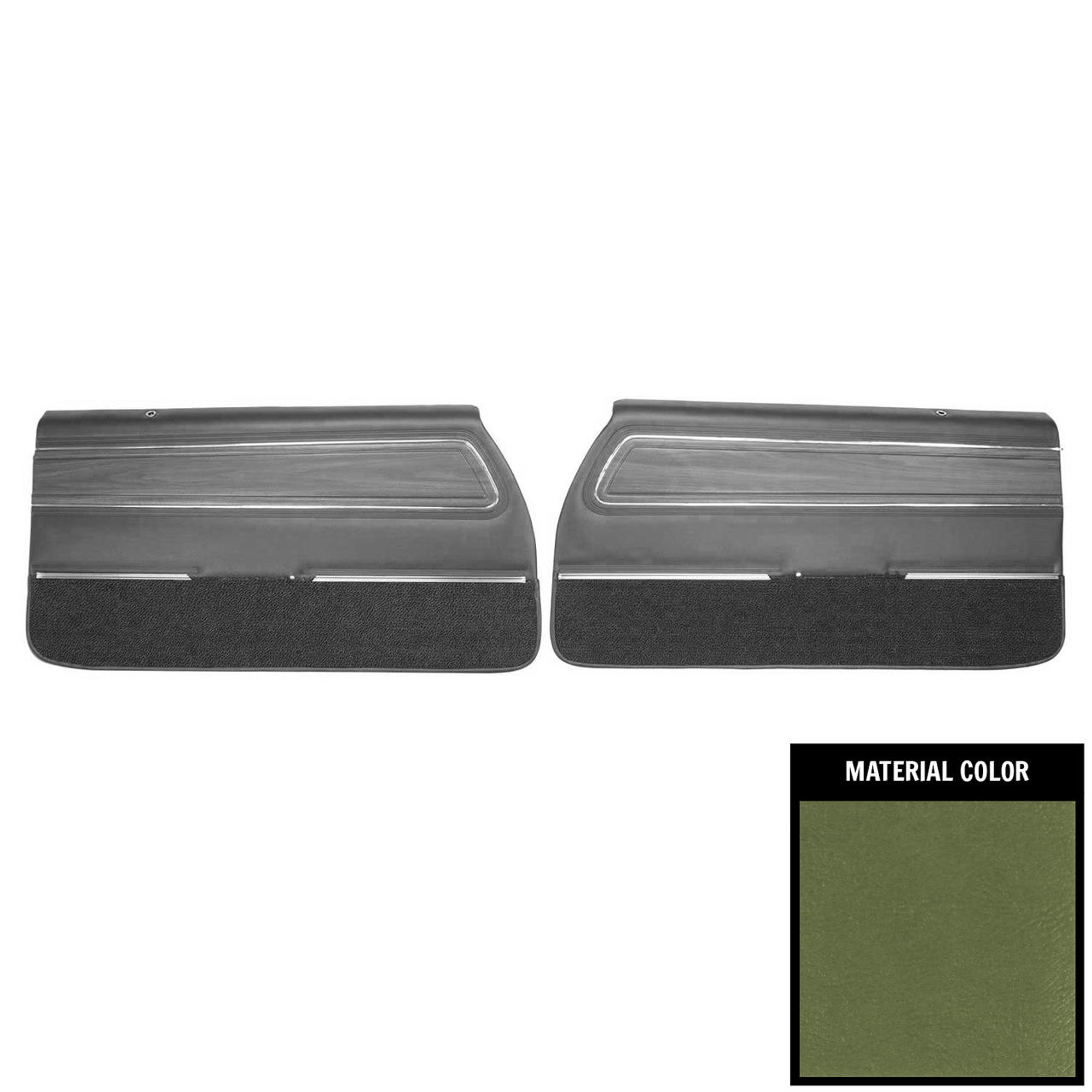 PUI Interiors 1971 Cutlass Supreme Pre-Assembled Sienna Jade Green Front Door Panels - 71CD191P