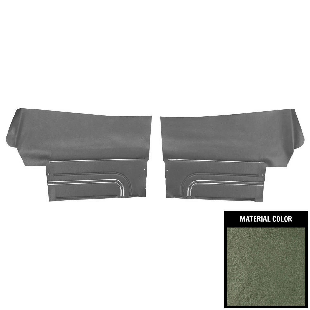 PUI Interiors 1971 Pontiac GTO Convertible Platinum Edition Jade Green Rear Door Panels - 71GD19V