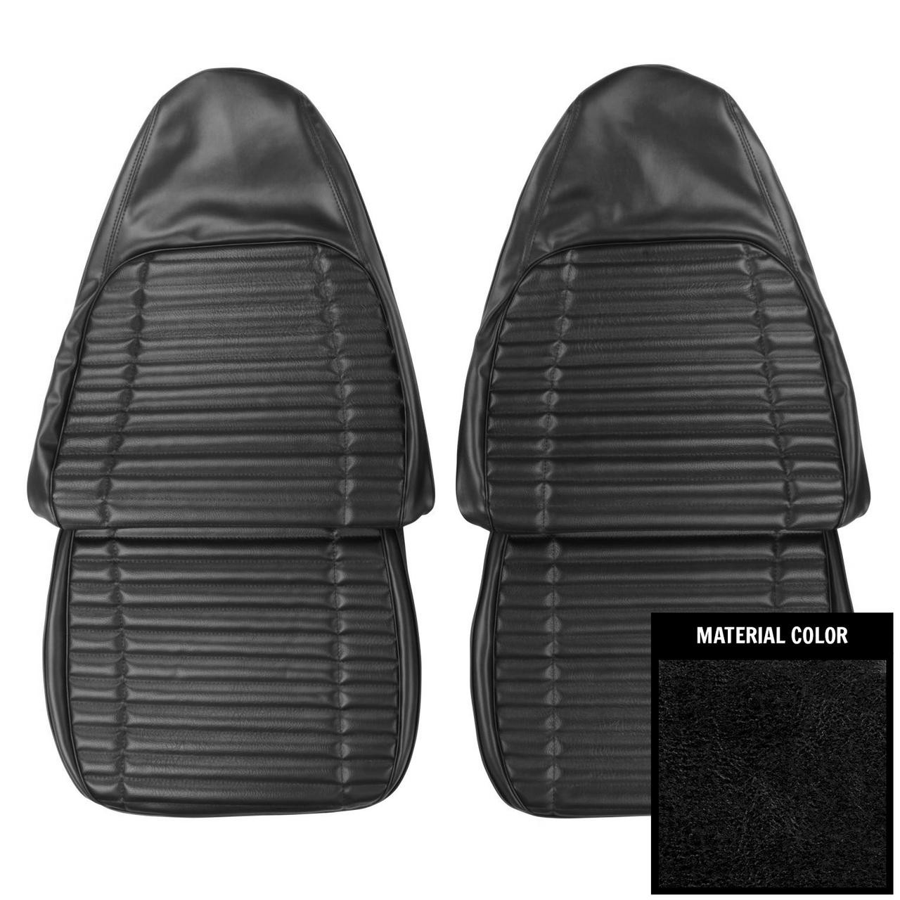 PUI Interiors 1971 Plymouth Roadrunner/Satellite/GTX Charcoal and Black Front Bucket Seat Covers - 71KSR852U