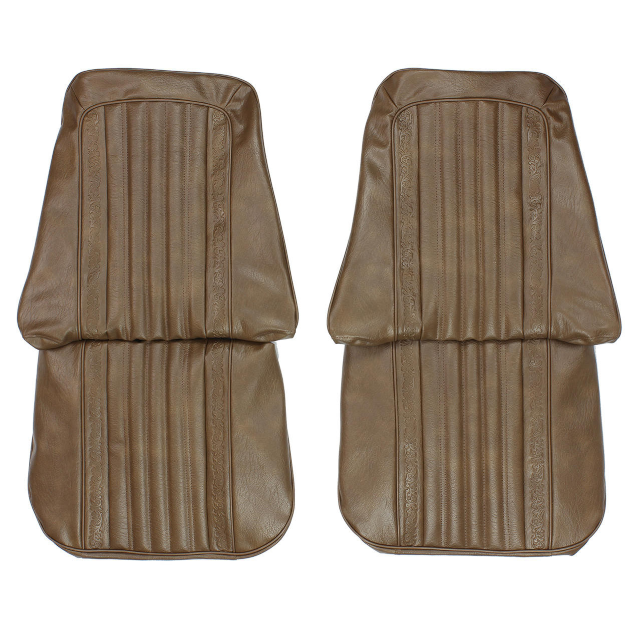 PUI Interiors 1971-1972 Chevrolet Truck Front Bucket Seat Covers, Plastic Backed, Dark Saddle - 71TS42U