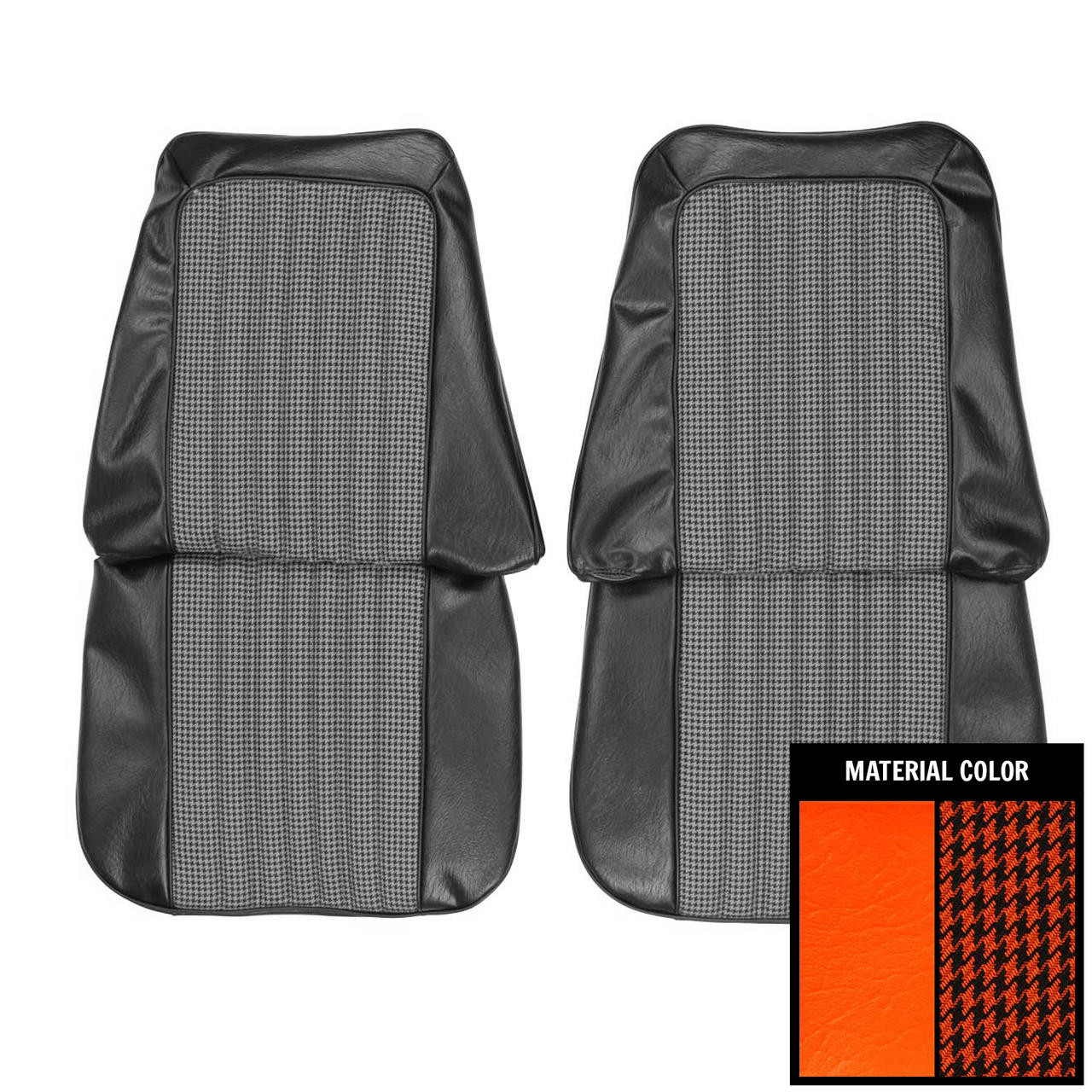 PUI Interiors 1971-1972 Chevrolet Truck Orange/Black Houndstooth Front Bucket Seat Covers - 71TSD26U
